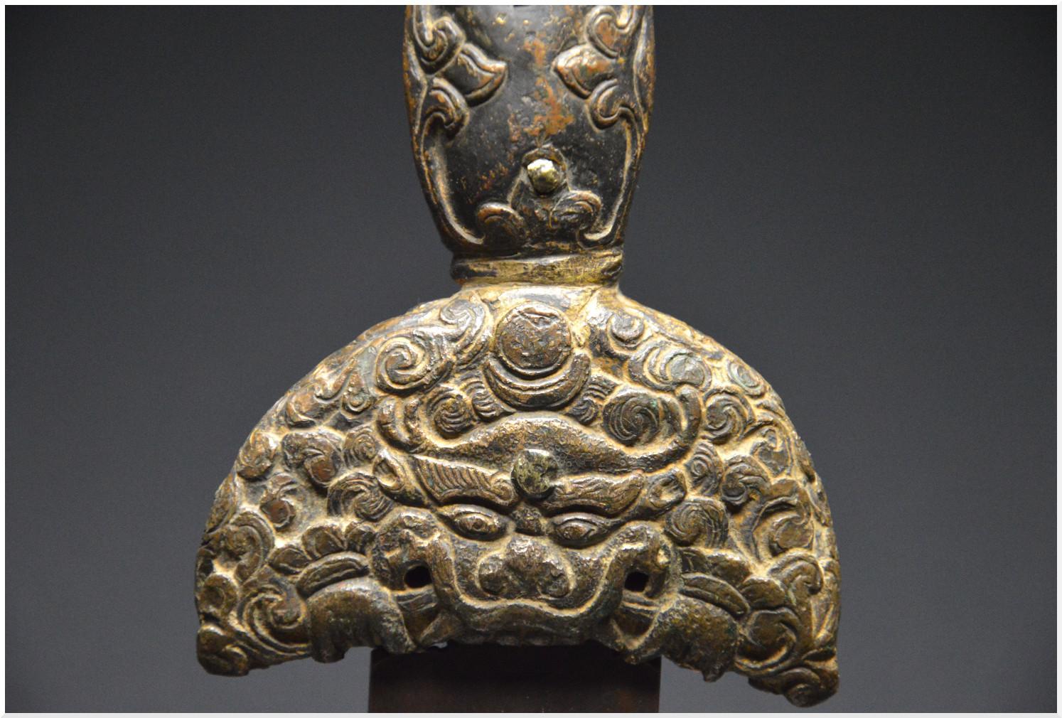 Tibetan 18th Century, Tibet, Important Kartika Handle, Bronze Formerly Gilded