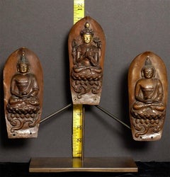 18th Century Tibetan Cast Copper Buddha & Bodhisattva Plaques, Set of Six