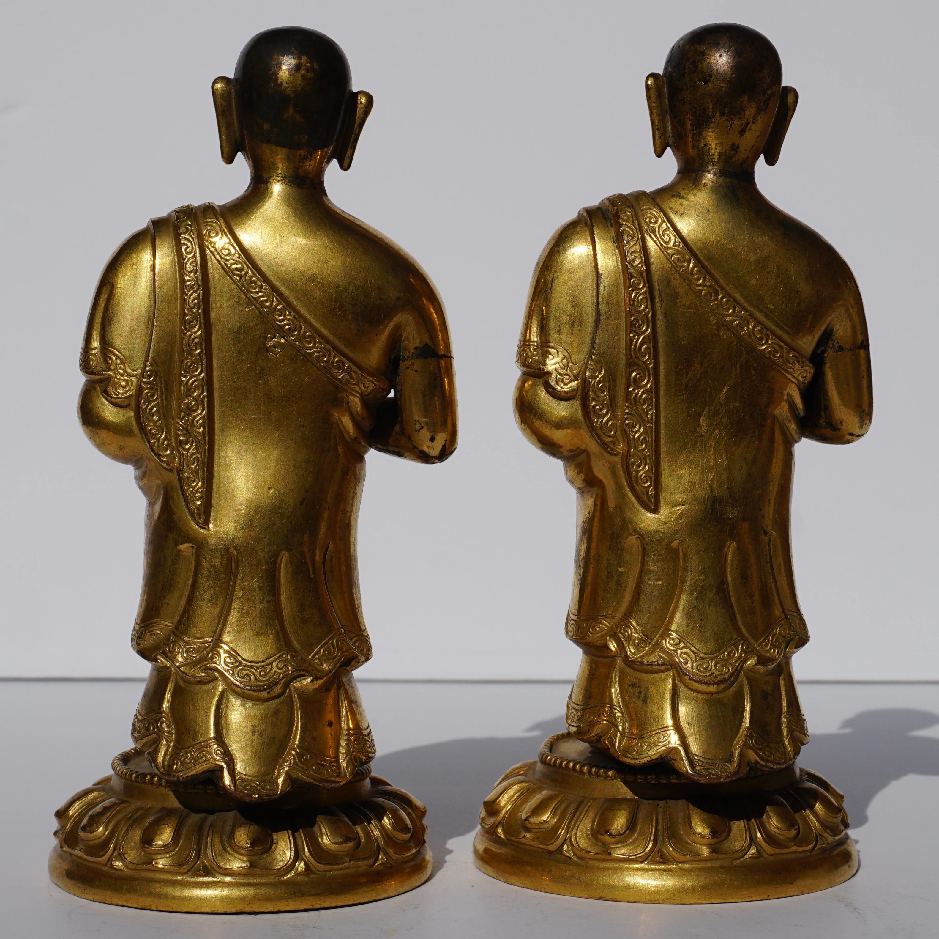 18th Century Tibetan Gilt Repousse Copper and Bronze Lama Buddha Figures 2