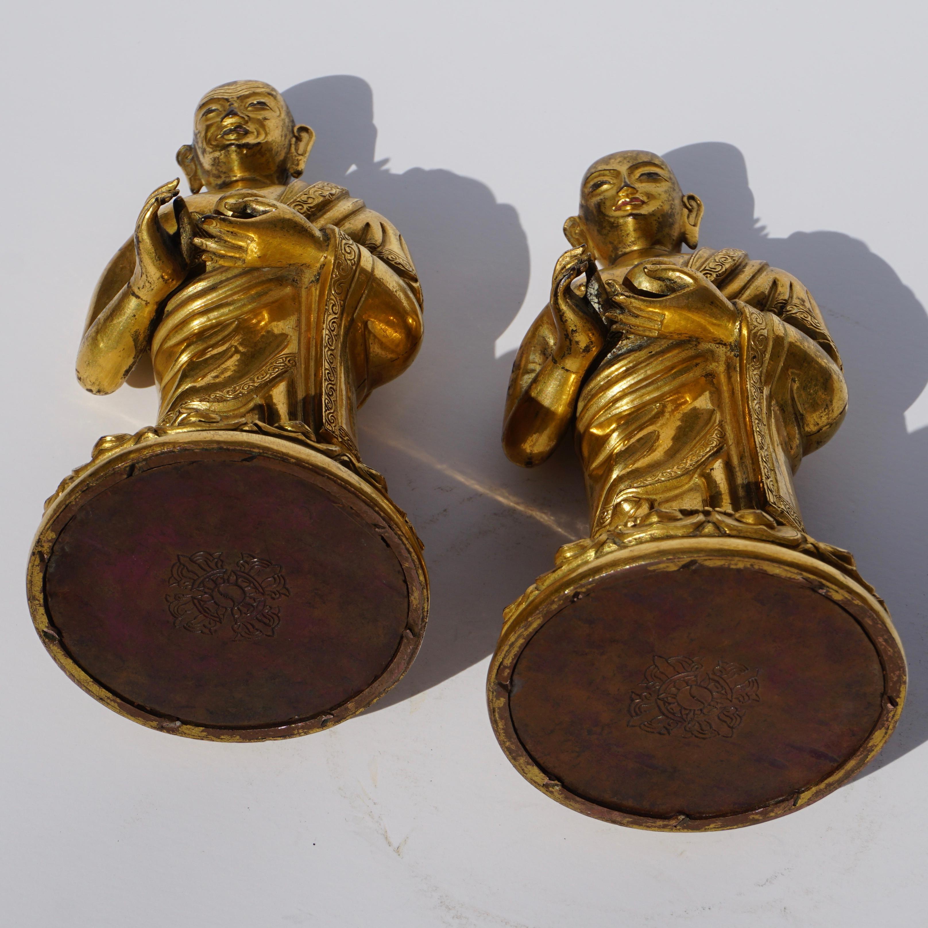 18th Century Tibetan Gilt Repousse Copper and Bronze Lama Buddha Figures 4