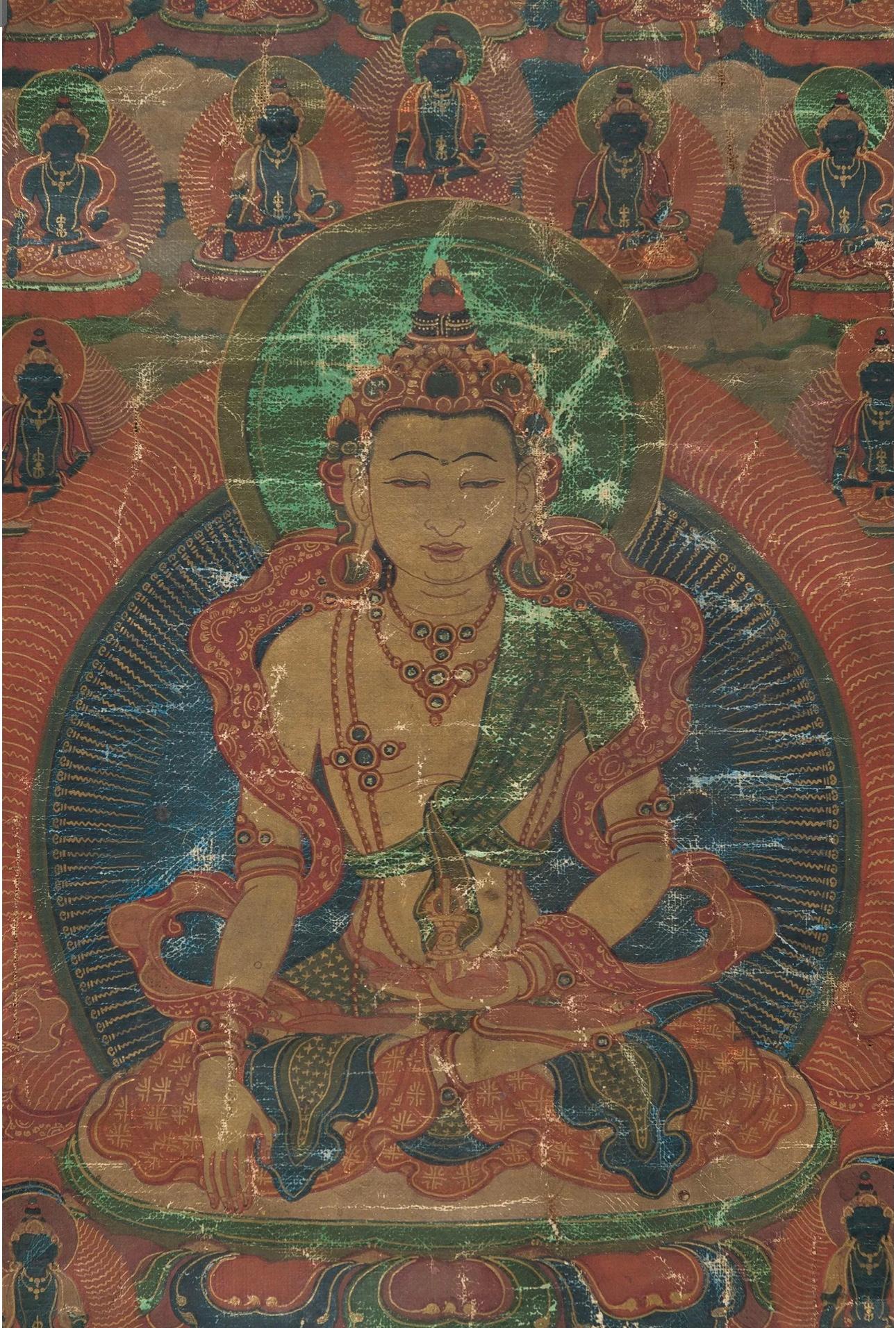 18th Century Tibetan Thangka Of Amitayus Buddha  For Sale 1