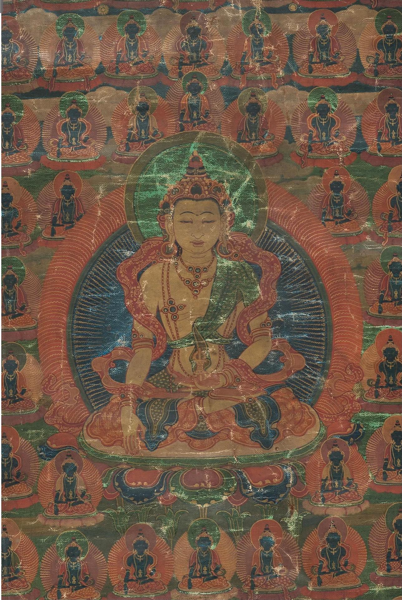 18th Century Tibetan Thangka Of Amitayus Buddha  For Sale 2