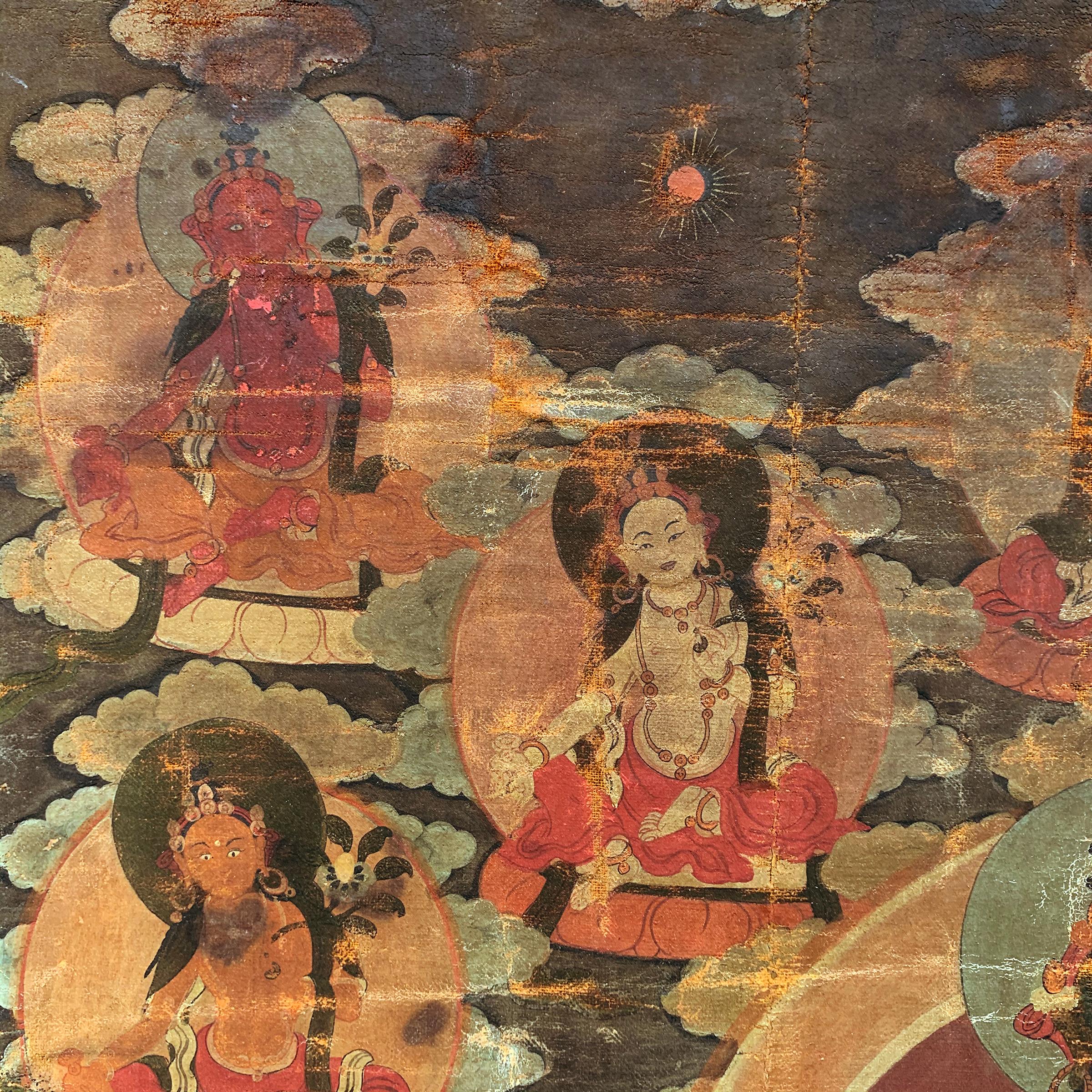 Peinture tibétaine Thangka du 18e siècle Bon état - En vente à Chicago, IL