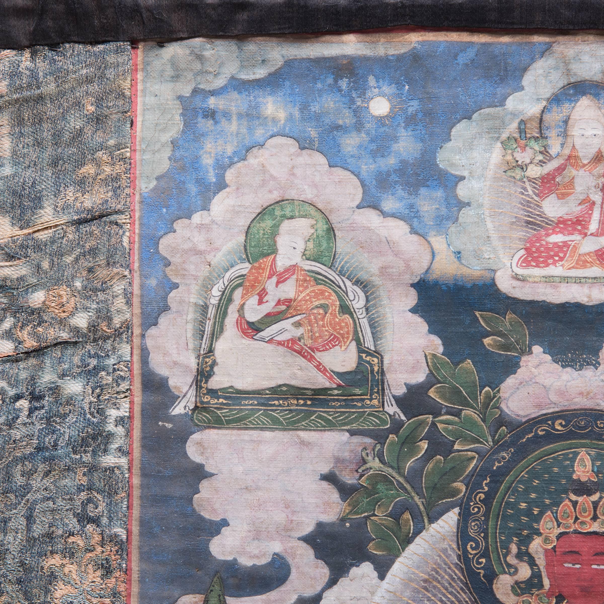 Tibétain thangka tibétain du 19ème siècle d'Amitayus