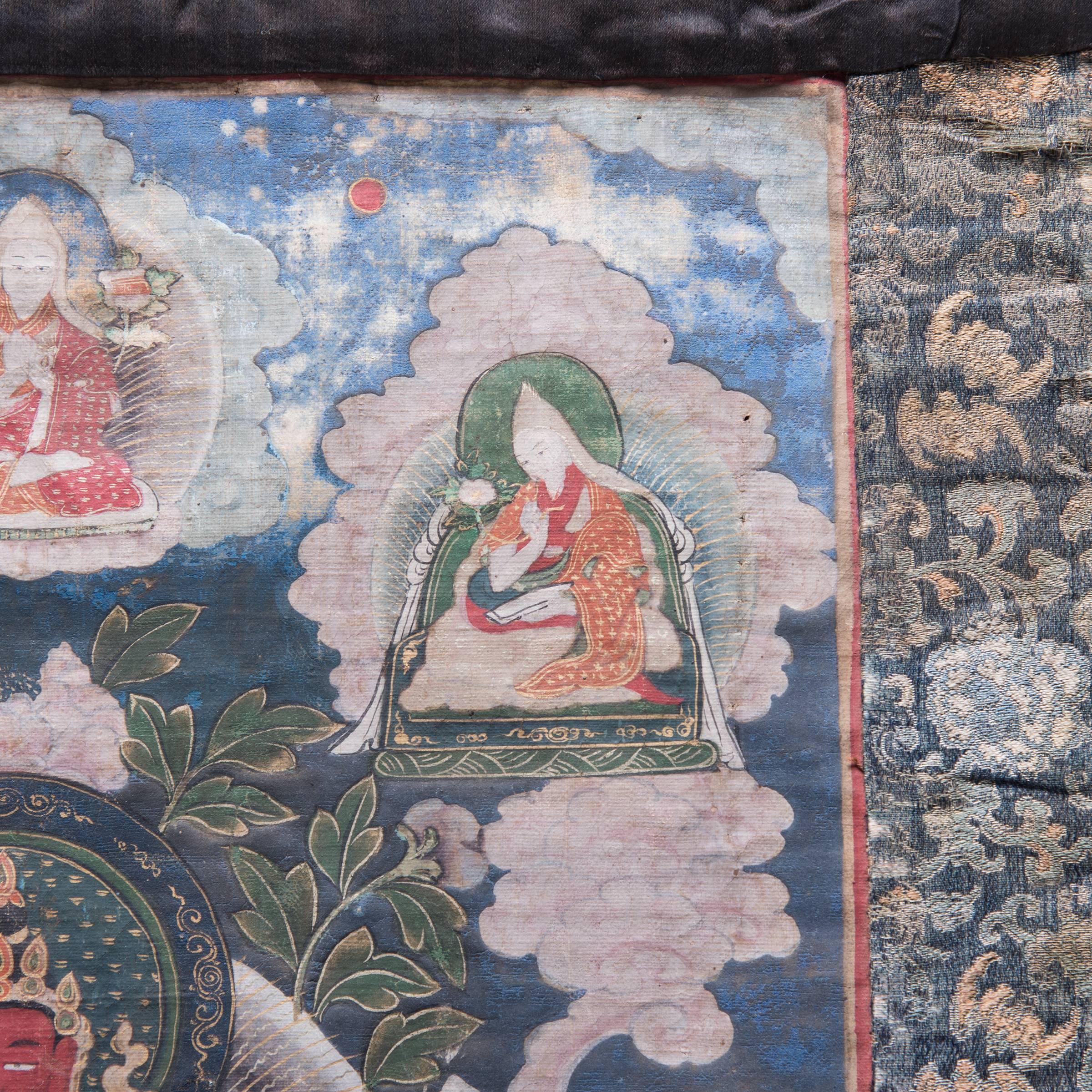 Tibétain thangka tibétain du 19ème siècle d'Amitayus