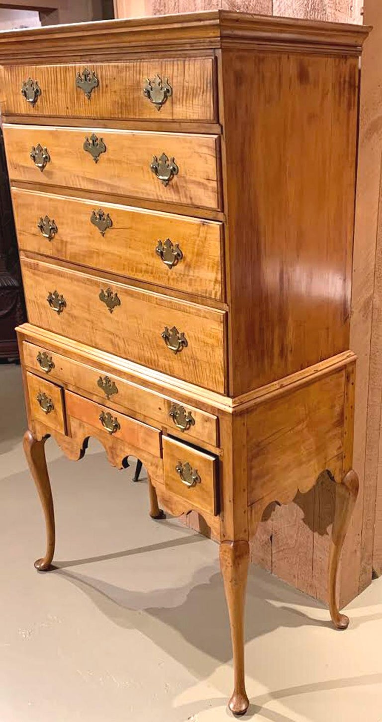 18th Century Tiger Maple Highboy of Probable New England Origin at 1stDibs