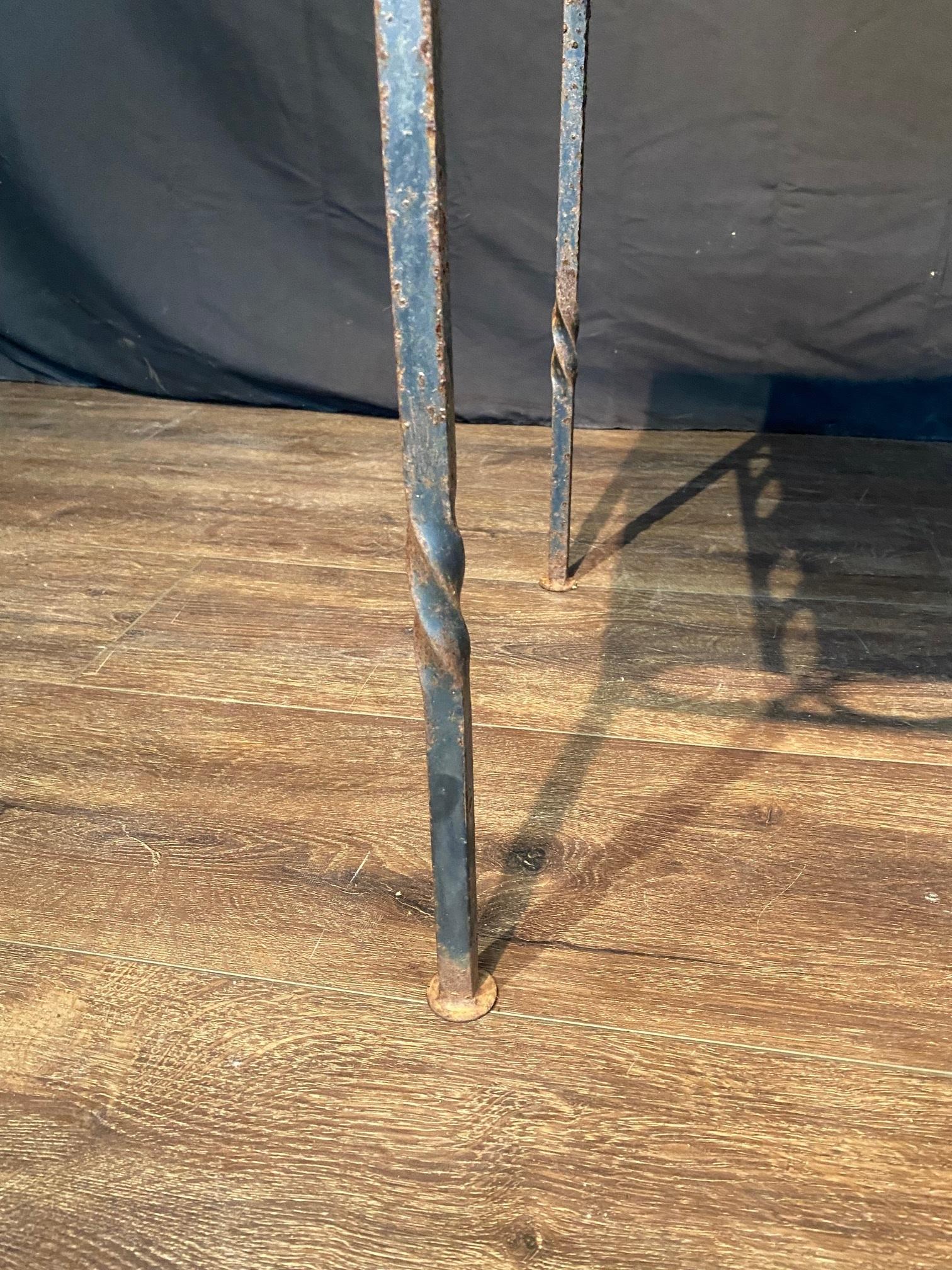 Ceramic 18th Century Tile Top Side or Coffee Table with Later Wrought Iron Base For Sale