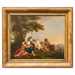 Antique 18th Century Transformation of Io into a Heifer Painting Oil on Panel 