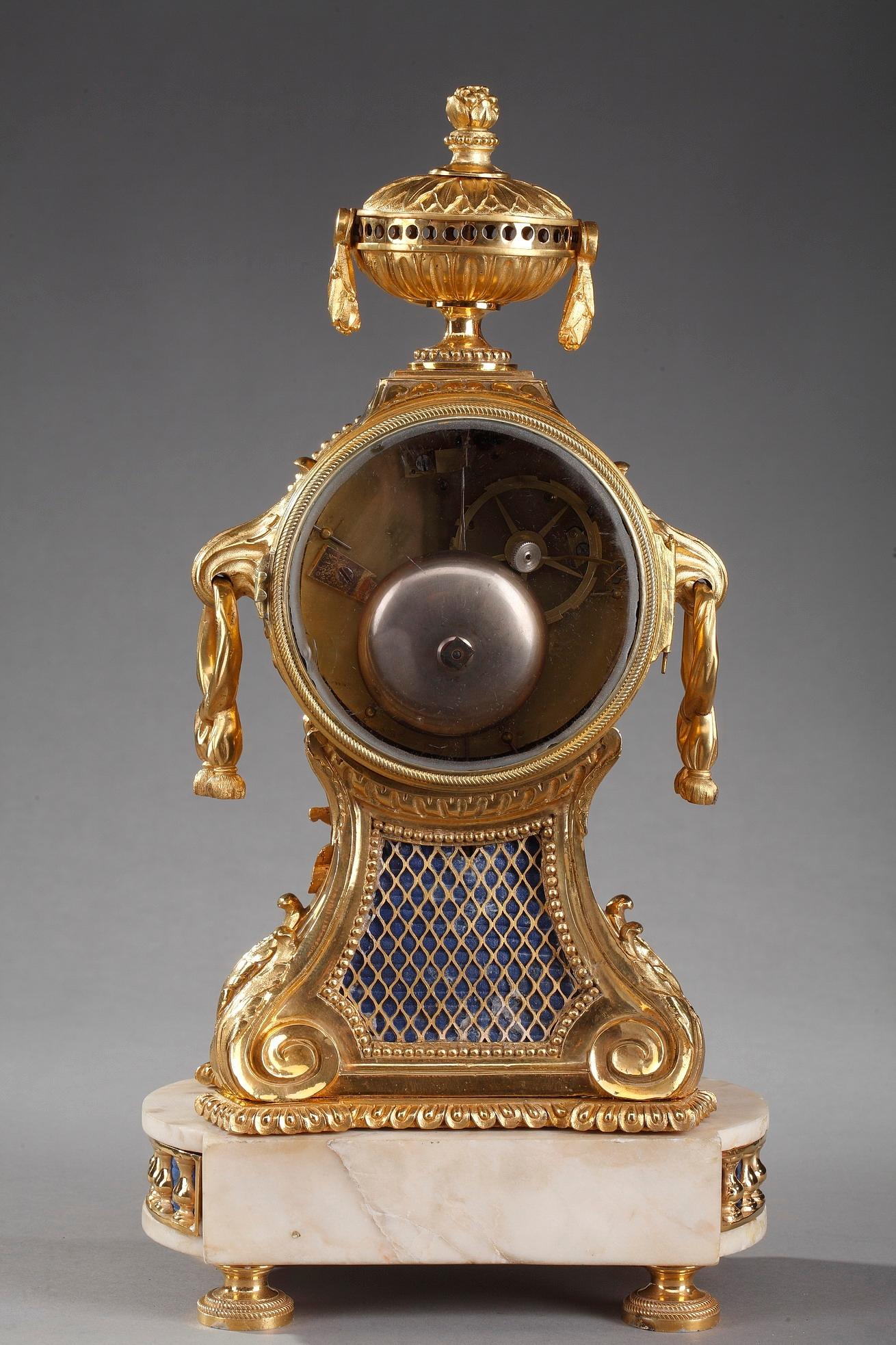 18th Century Transition Gilt Bronze and Marble Pendulum Clock 13