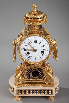 18th Century Transition Gilt Bronze and Marble Pendulum Clock