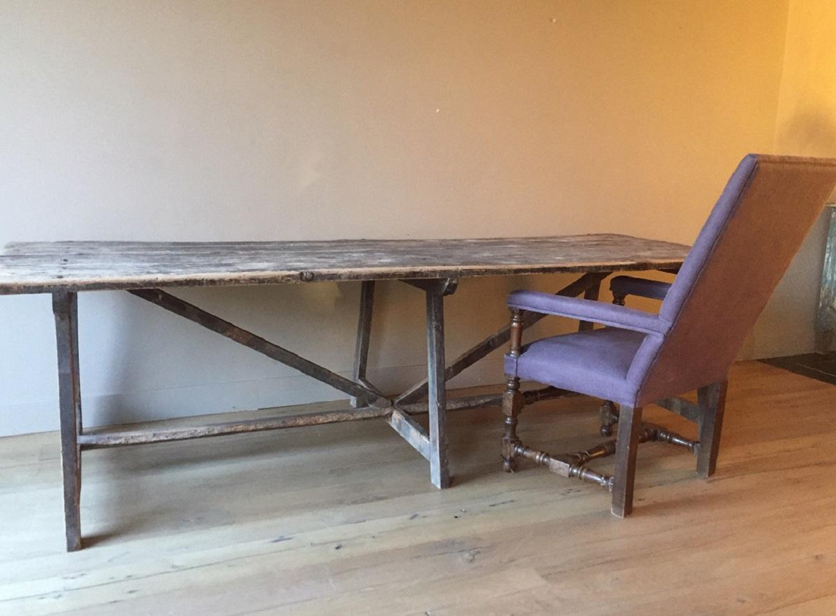 Hand-Crafted 18th Century Trastle Table