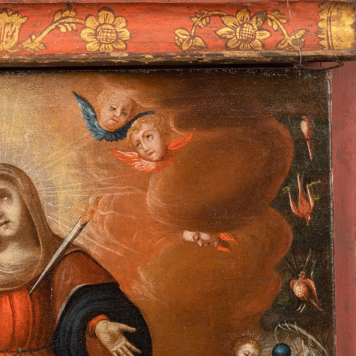 18th Century Travelling Oil on Canvas Painting of Virgin Mary 'Cusco, Peru' 5