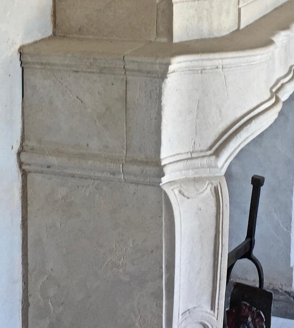Hand-Carved 18th Century Trumeau Carved Limestone Fireplace Mantel Reedition