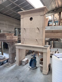18th Century Trumeau Fireplace Mantel in French Limestone