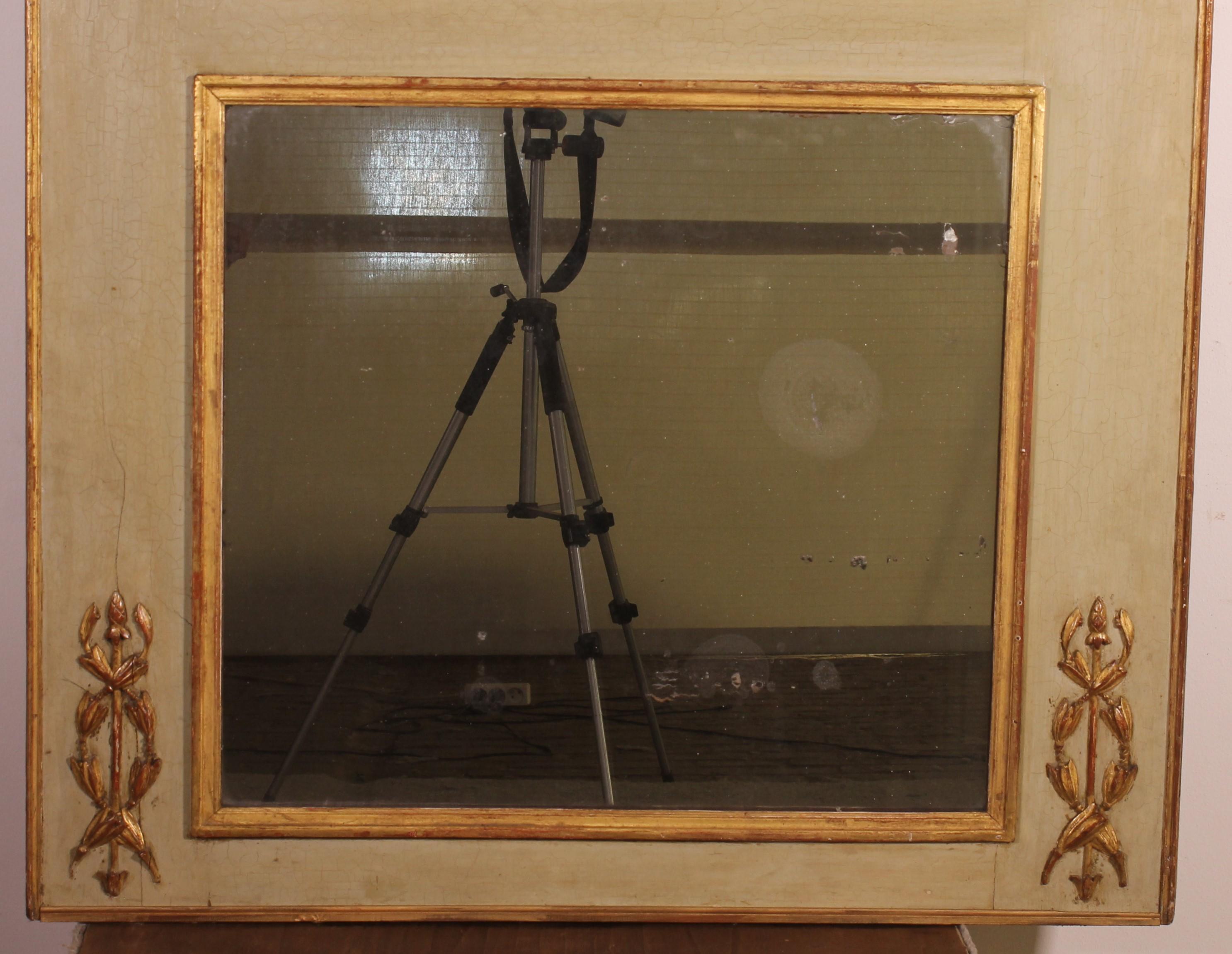 superbo trumeau del periodo Luigi XVI - XVIII secolo
Superbo trumeau decorato con pannelli in legno dorato

Il  La parte inferiore è decorata con l'originale specchio al mercurio. Alcune tracce di usura sullo specchio.
Grazioso dipinto sulla parte