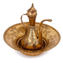 18th Century Turkish Tombak Ewer and Basin