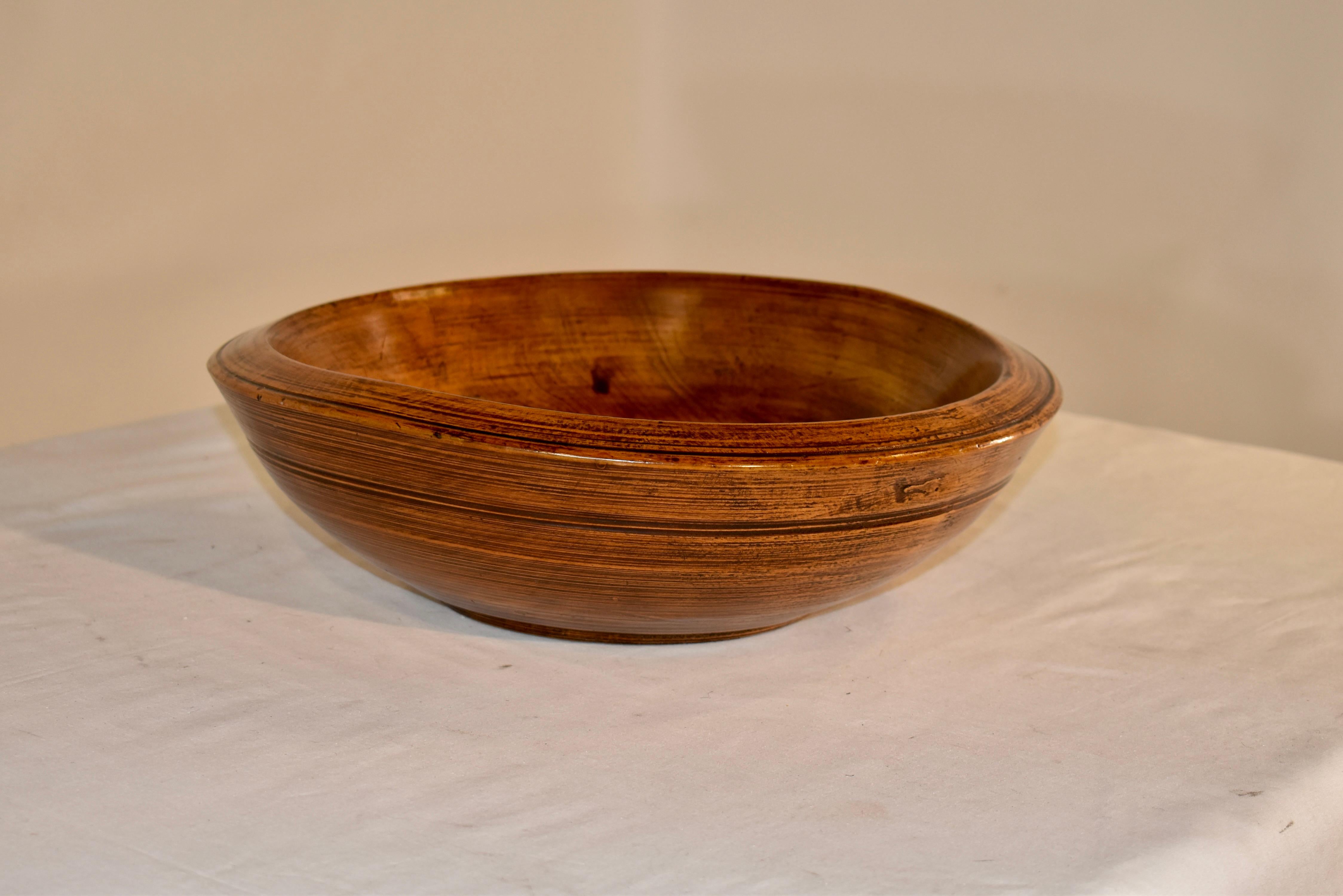 French 18th Century Turned Oak Bowl from France For Sale