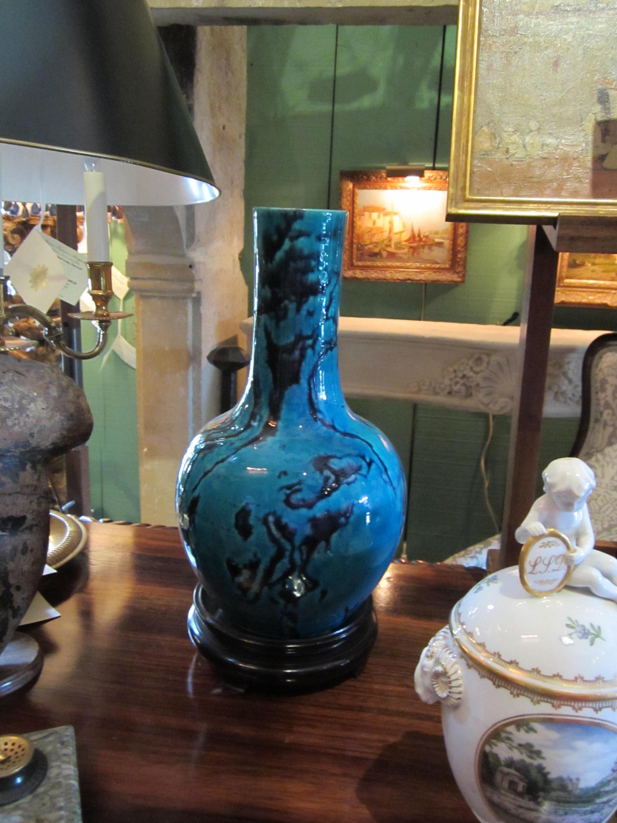 18th Century Turquoise Glazed Bottle Pottery Vase / Jar Decorative Object Design 5
