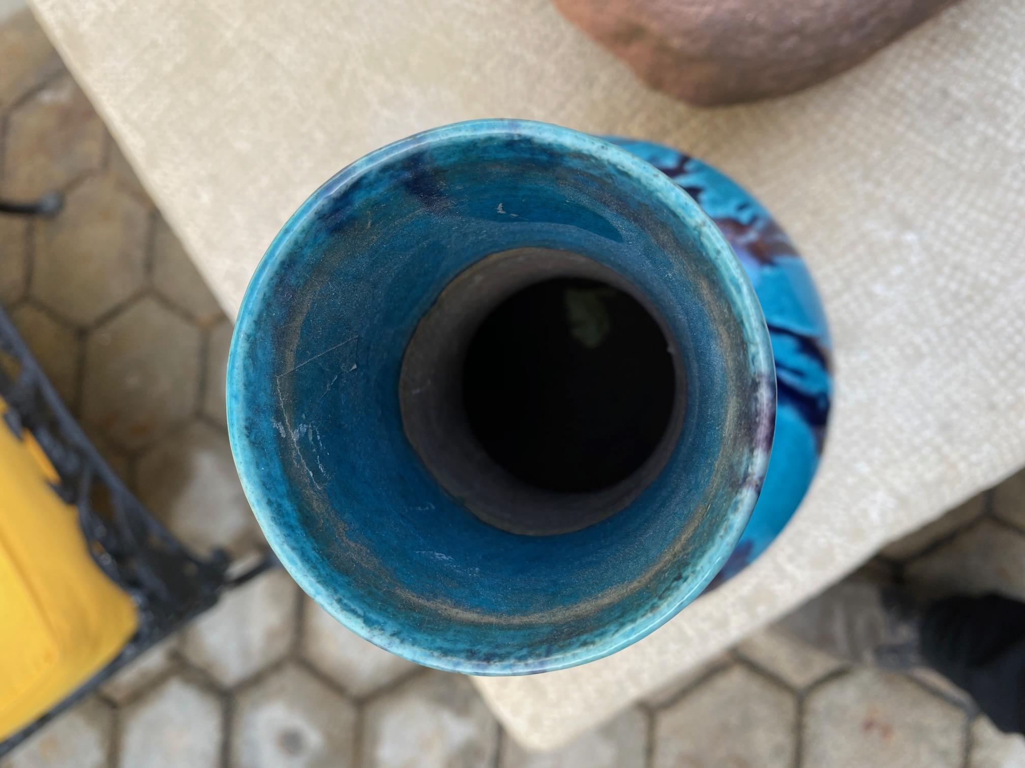18th Century Turquoise Glazed Bottle Pottery Vase / Jar Decorative Object Design 1