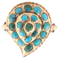 18th Century Turquoise Gold Fede Chianina Italian Ring