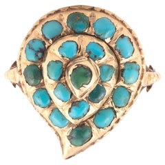 Antique 17th Century Turquoise Gold Witch’s Heart Ring