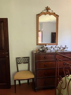 18th Century Tuscan Neoclassical Peach Pink & Gold Leaf Mercury Glass Mirror