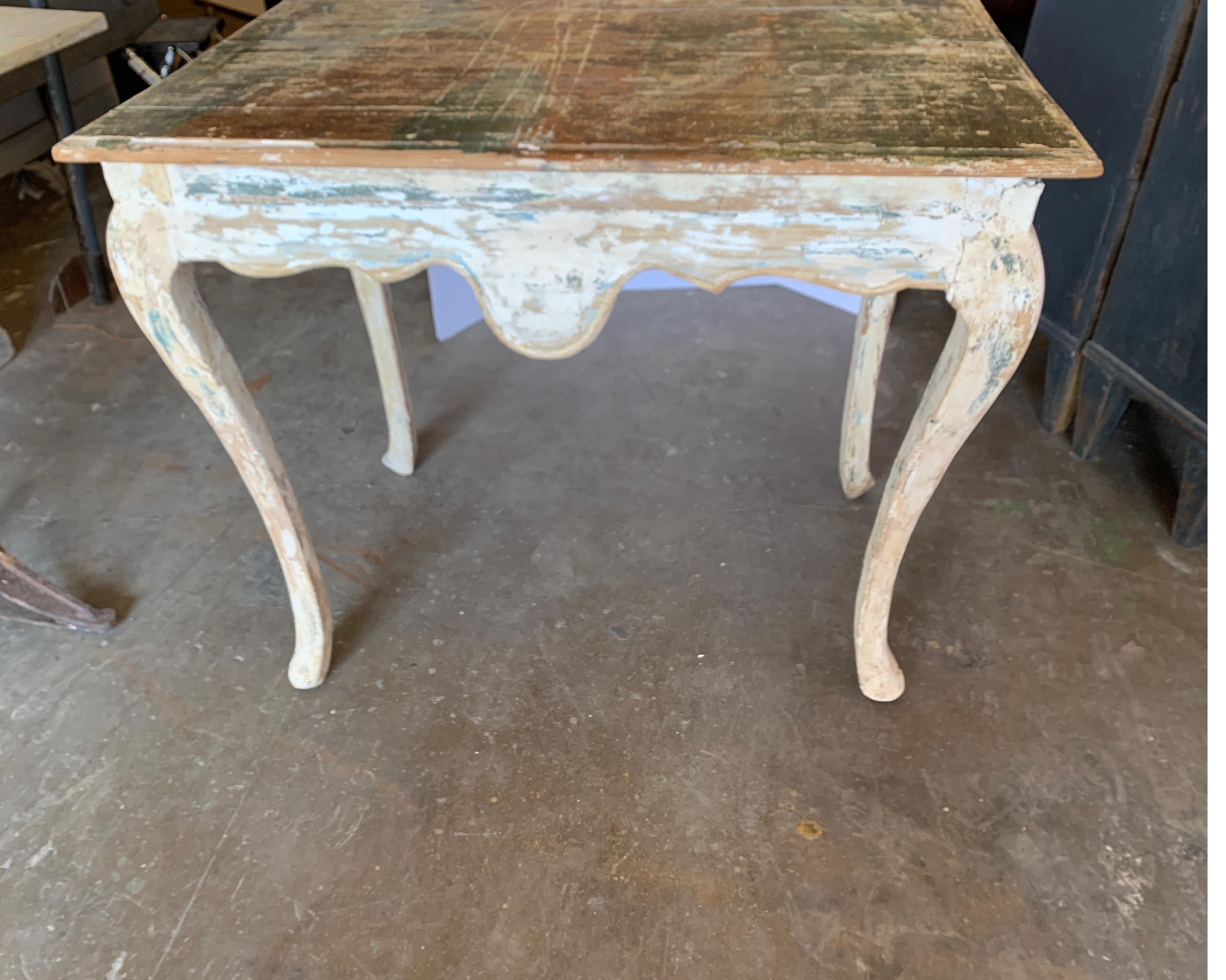 18th Century Tuscan Painted Side Tables from Italy Carved All the Way Around 5