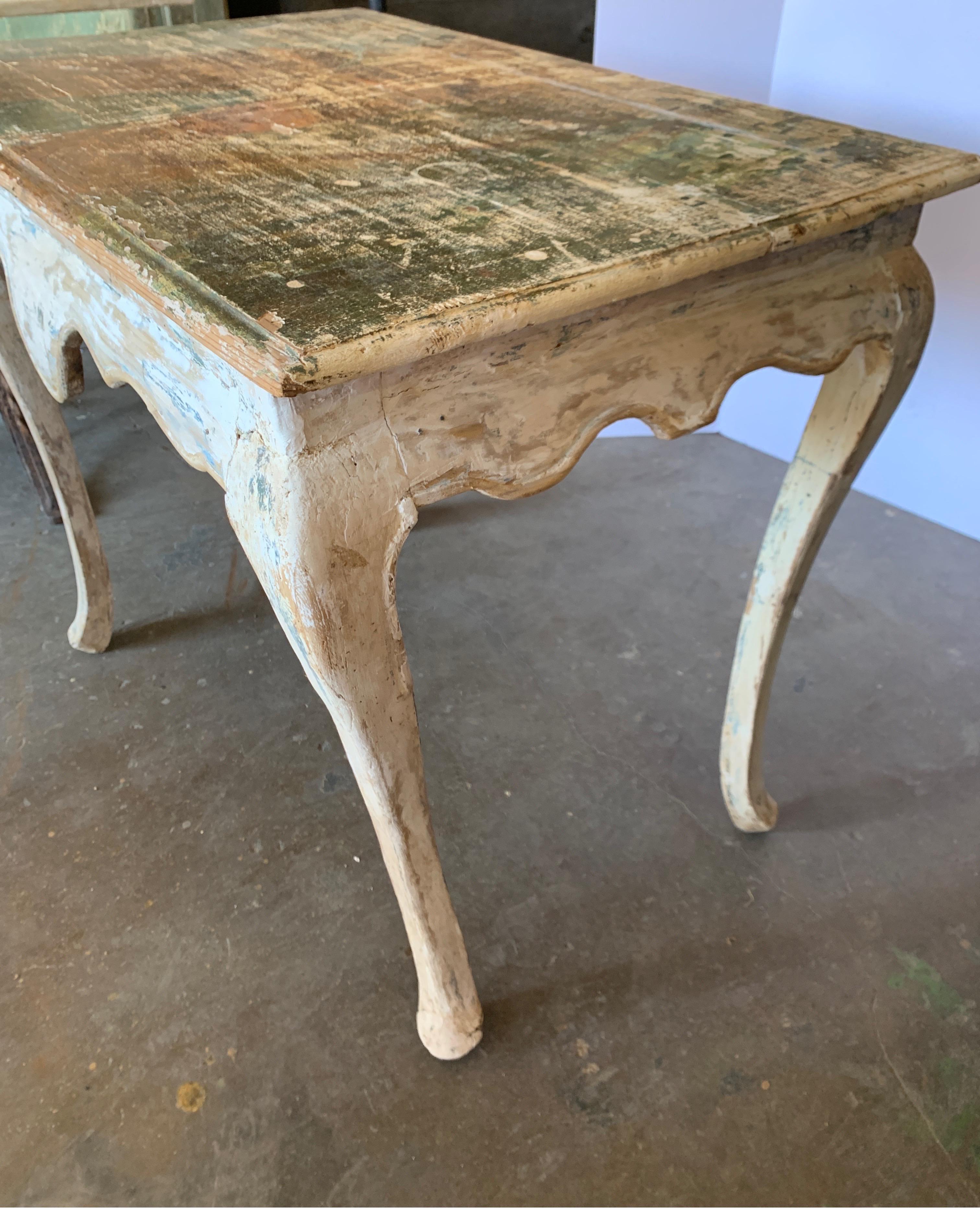 18th Century Tuscan Painted Side Tables from Italy Carved All the Way Around 6