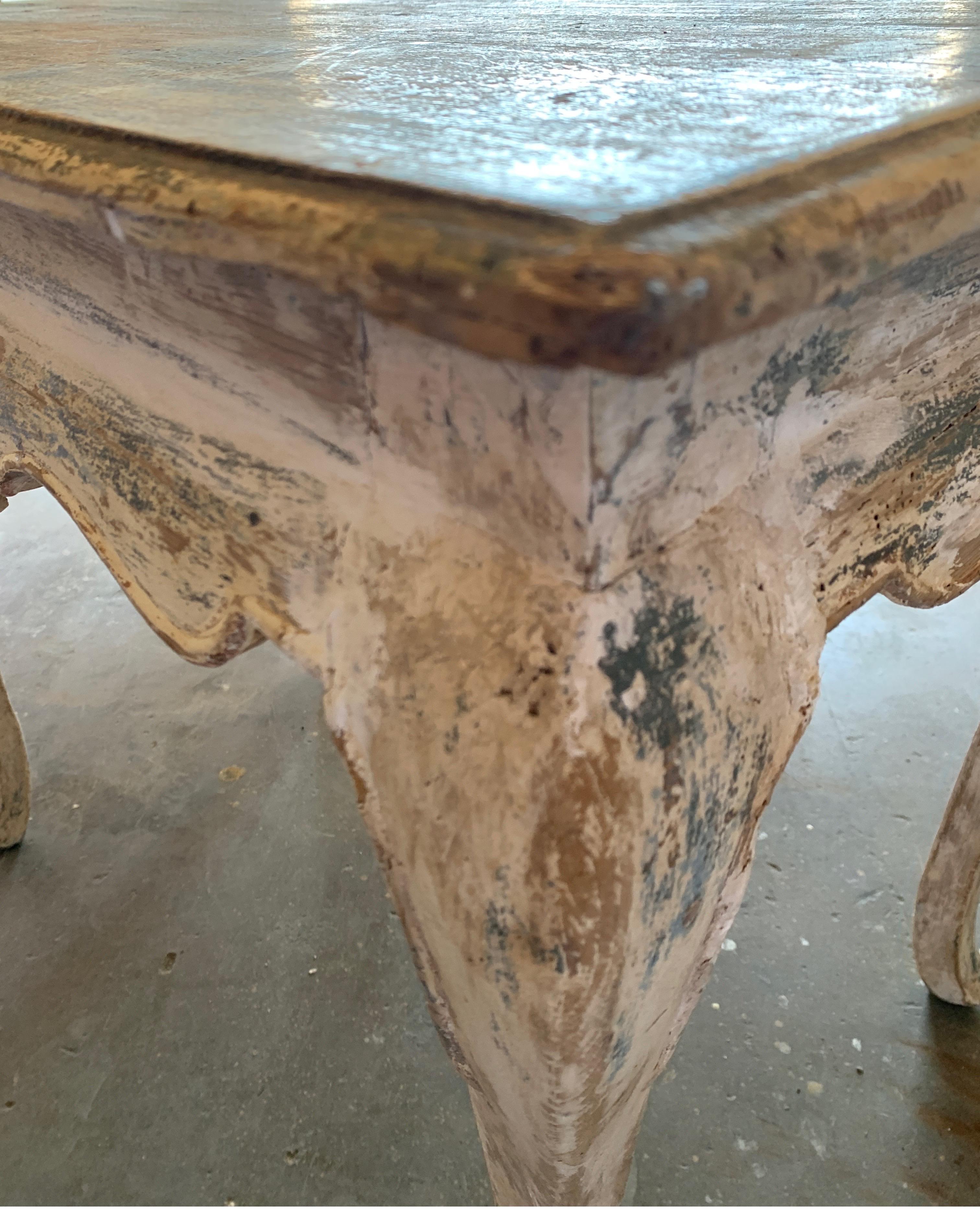 18th Century Tuscan Painted Side Tables from Italy Carved All the Way Around 10