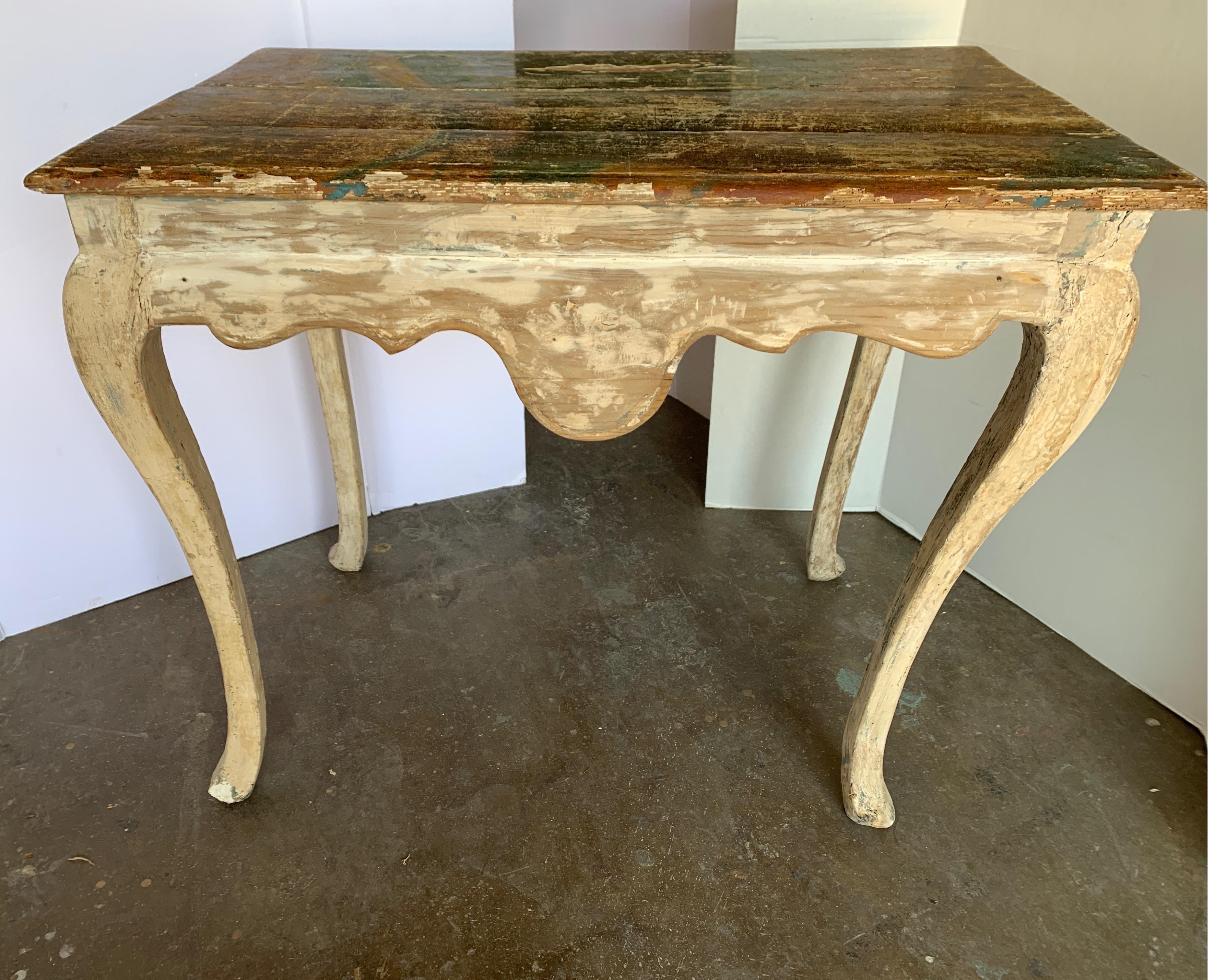 Italian 18th Century Tuscan Painted Side Tables from Italy Carved All the Way Around
