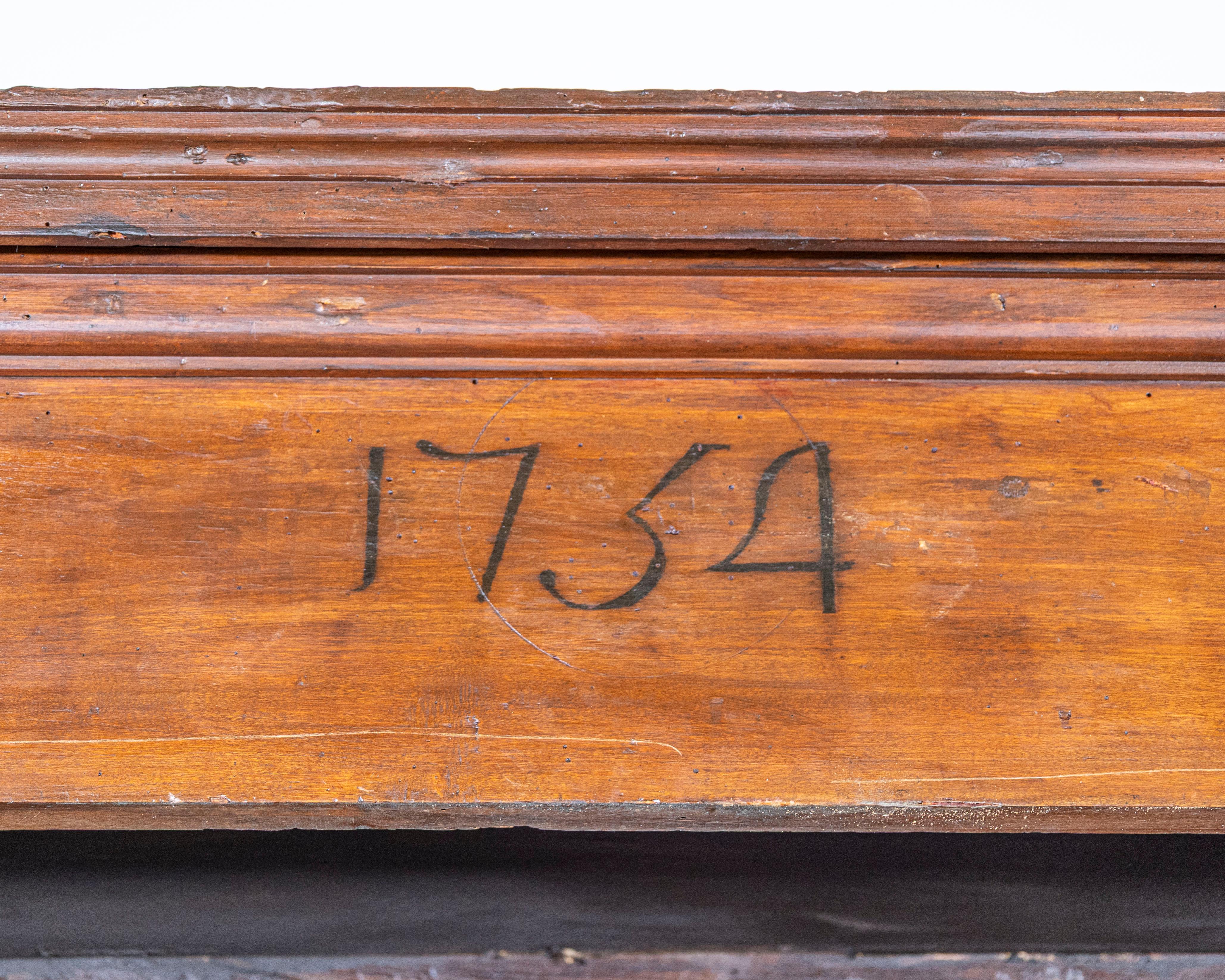 Italian 18th-Century Tuscan Poplar Wardrobe Dated 1751 For Sale