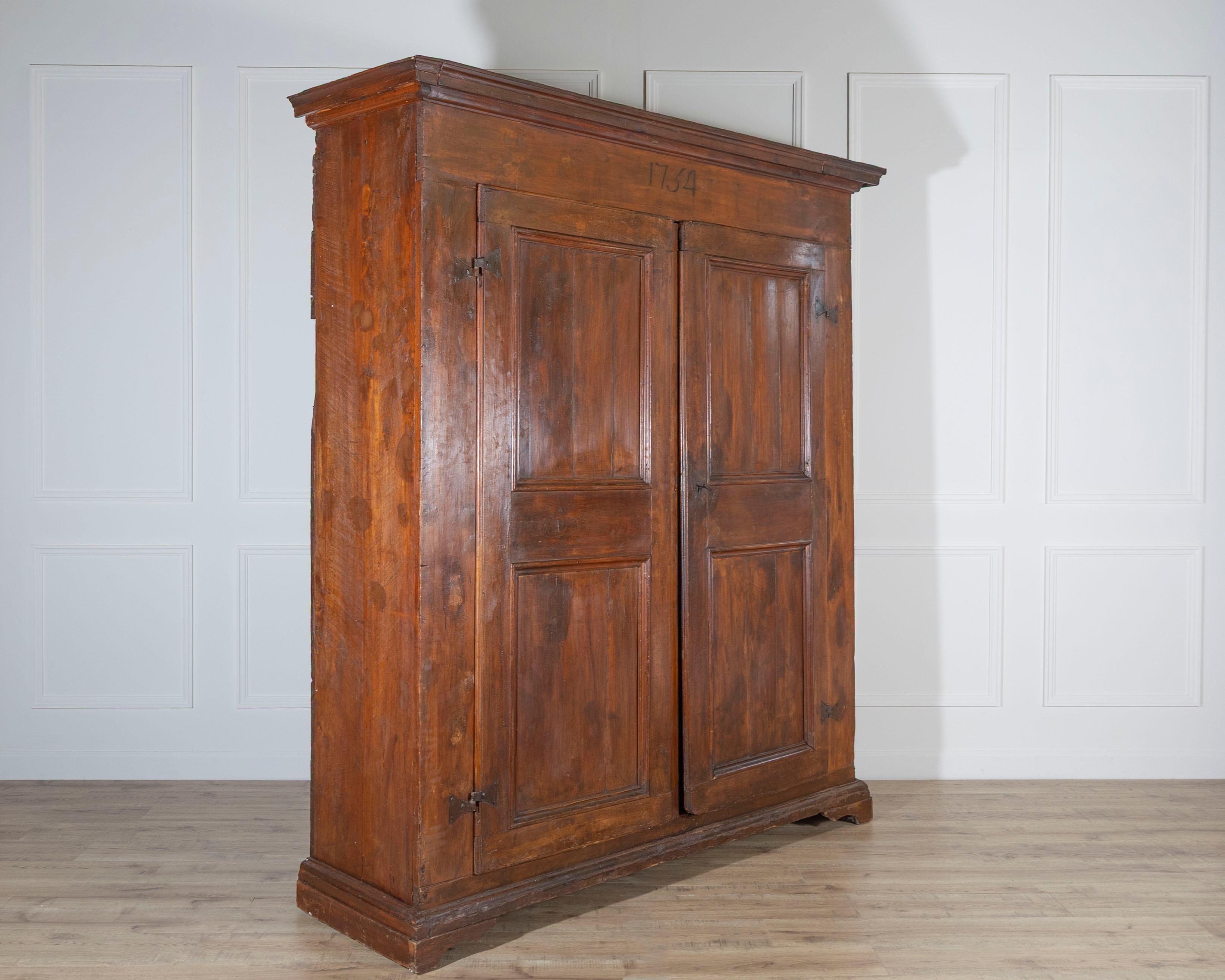 18th-Century Tuscan Poplar Wardrobe Dated 1751 In Good Condition For Sale In Atlanta, GA