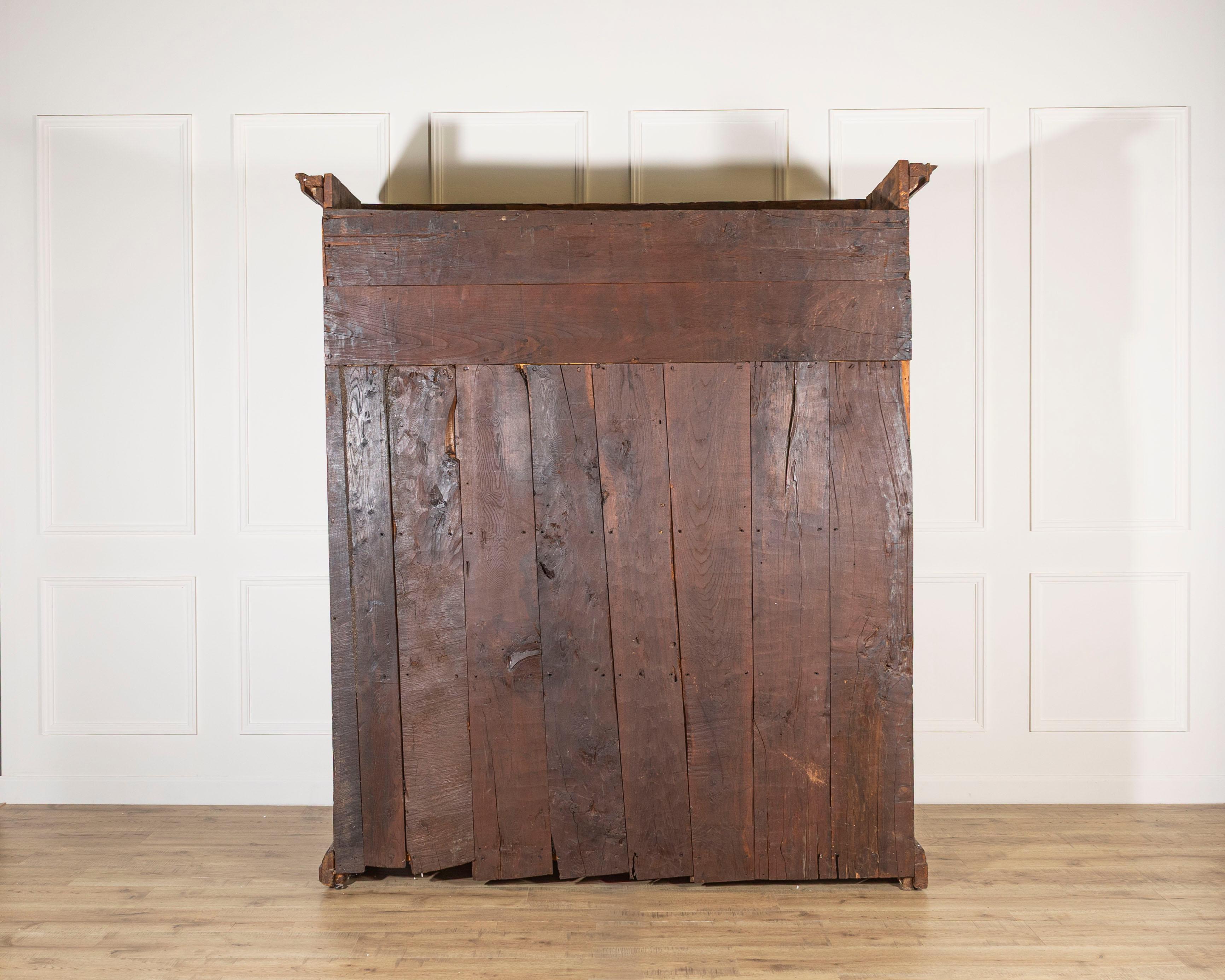 Wood 18th-Century Tuscan Poplar Wardrobe Dated 1751 For Sale