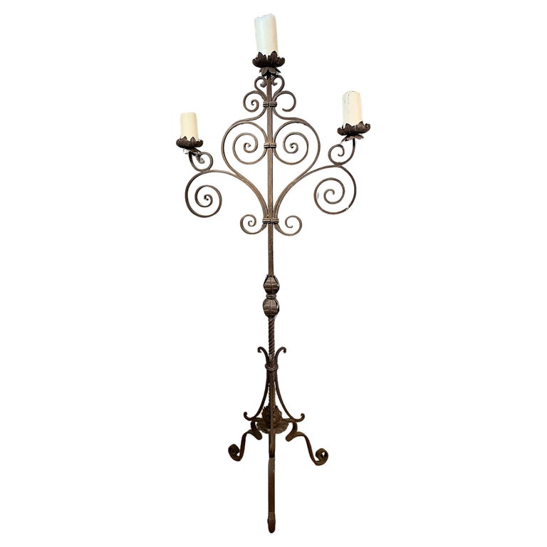 18th century tuscany iron candelabras For Sale at 1stDibs