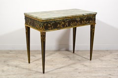 18th Century, Tuscany Neoclassical Lacquered and Giltwood Console Table