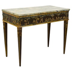 18th Century, Tuscany Neoclassical Lacquered and Giltwood Console Table