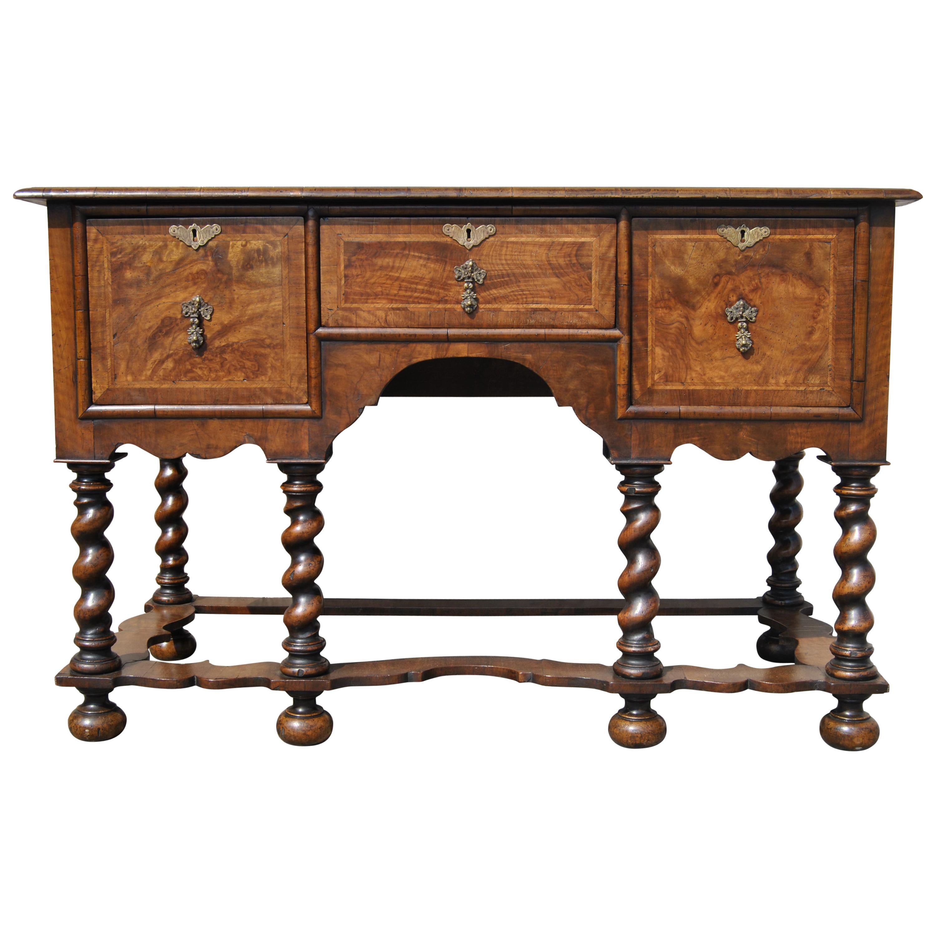 18th Century Twist Leg Walnut English Hall Table