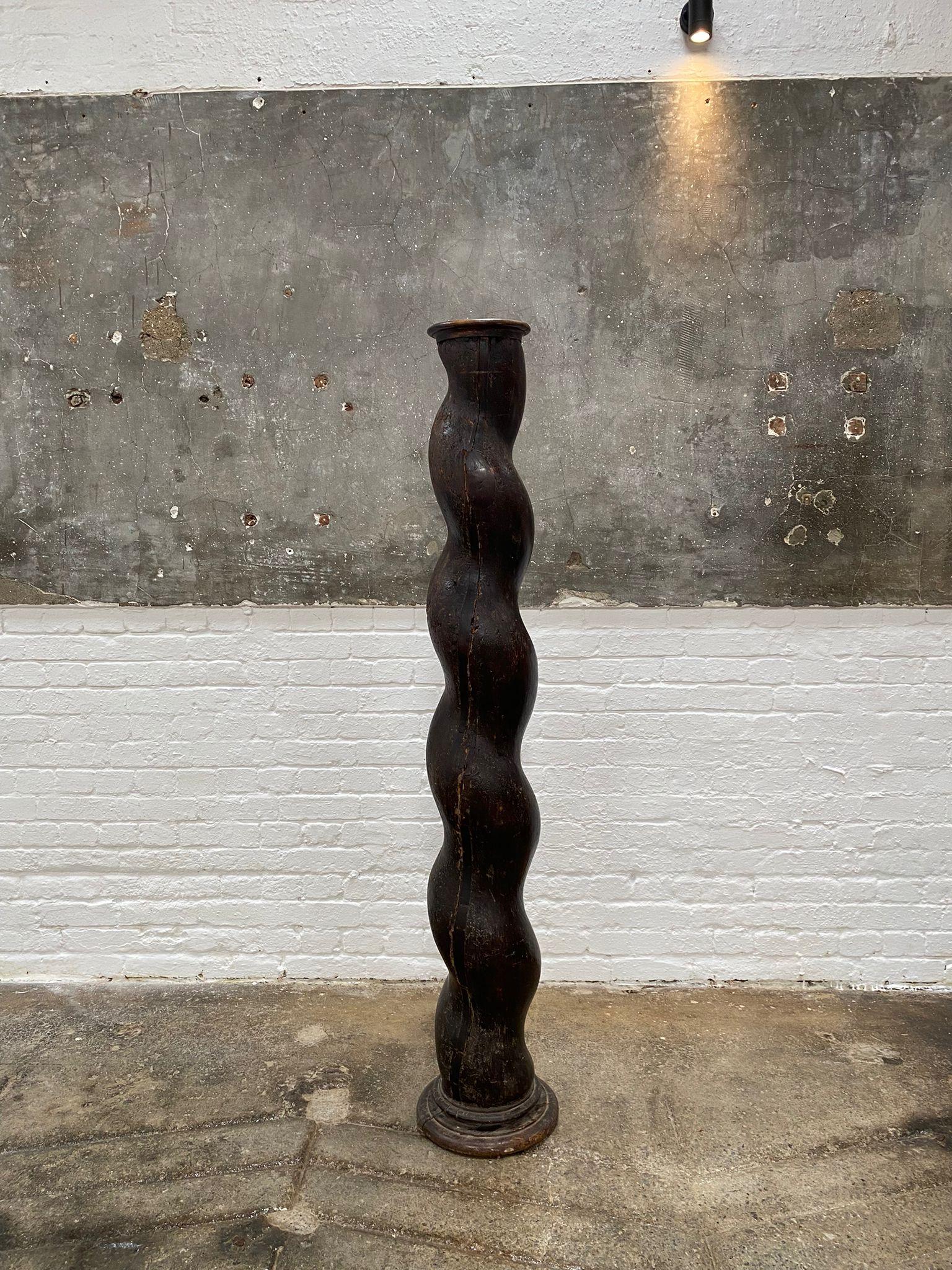 Hand-Carved 18th Century Twisted Column Plinth Pedestal Torchere For Sale