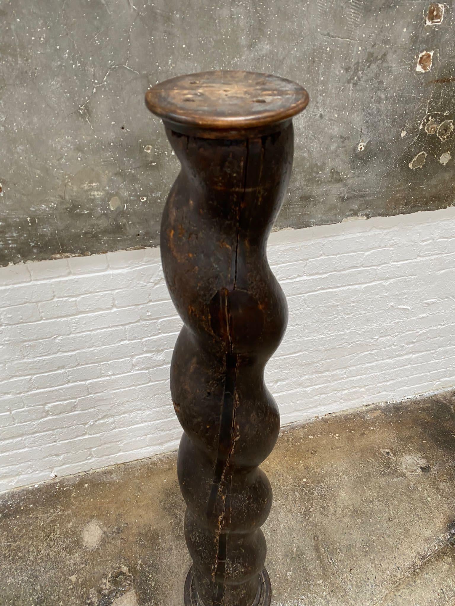 Fruitwood 18th Century Twisted Column Plinth Pedestal Torchere For Sale