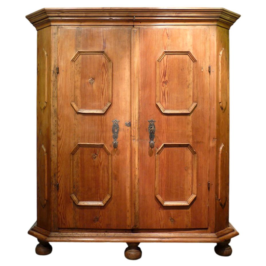 18th Century Two Doors Fir Wood Wardrobe