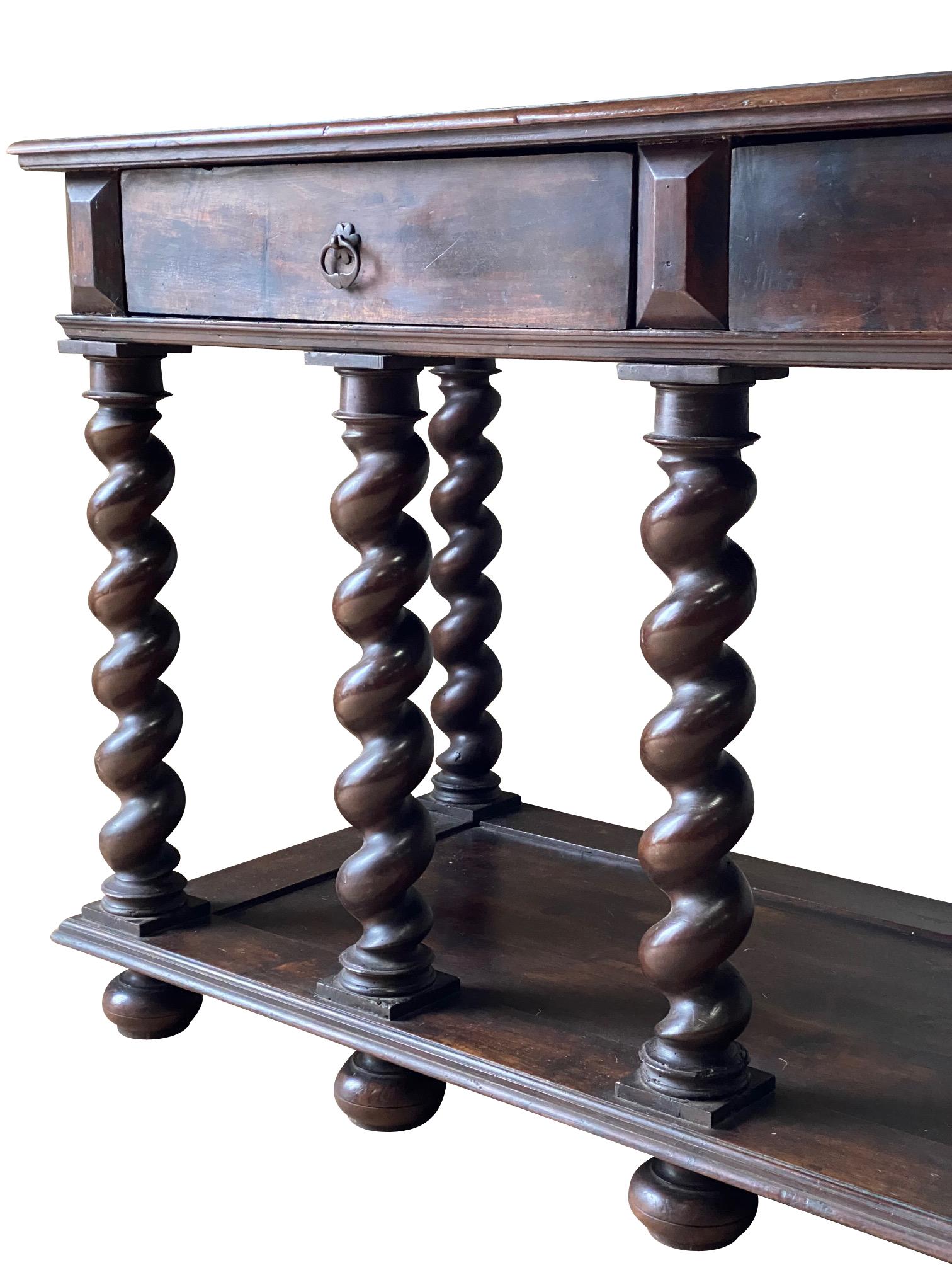 turned leg console table