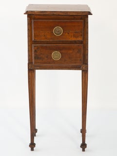 18th Century Two-Drawer Walnut Side Table Chest on Legs