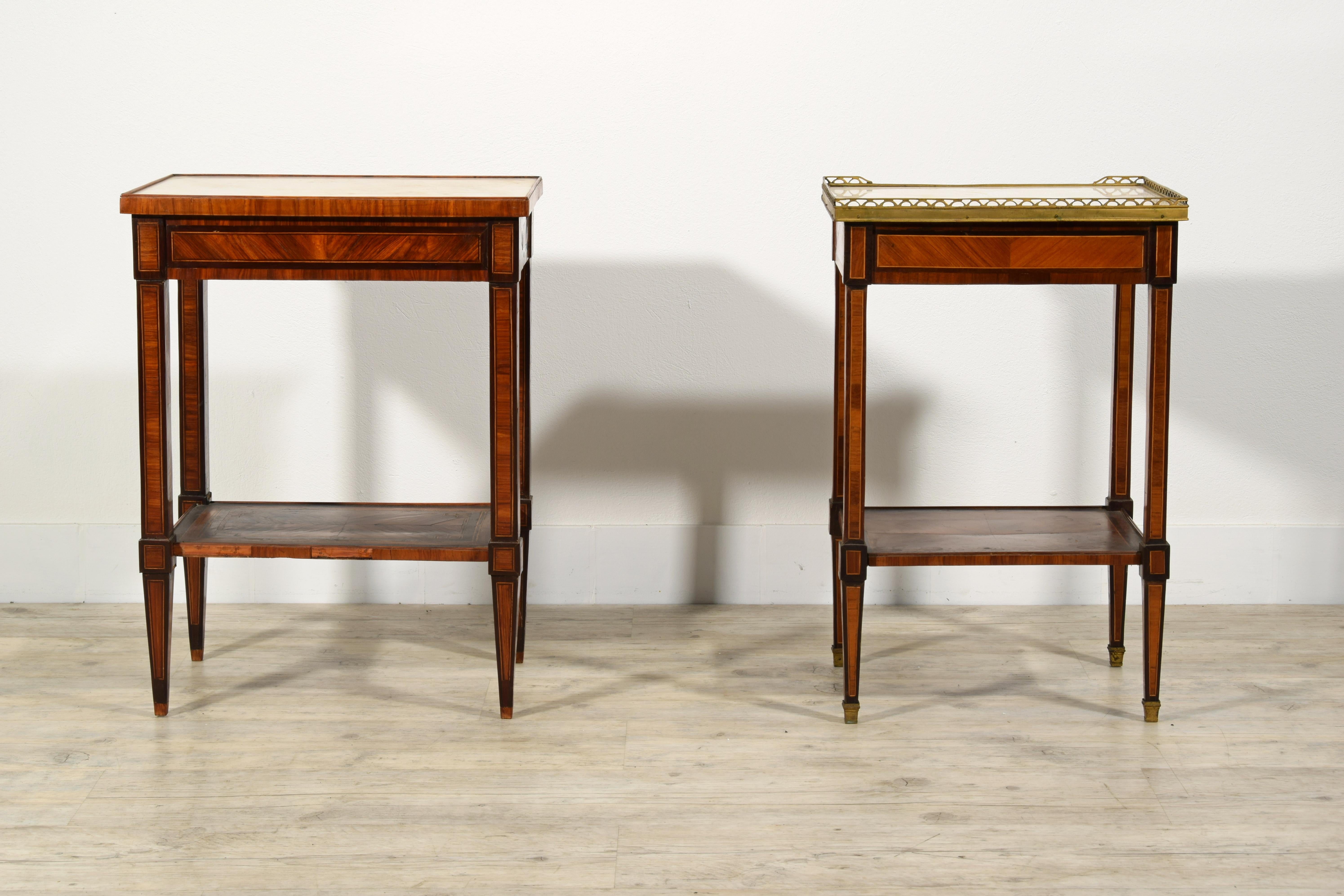 18th Century, Two French Louis XVI Veneered Wood Center Tables or Night Stands For Sale 6