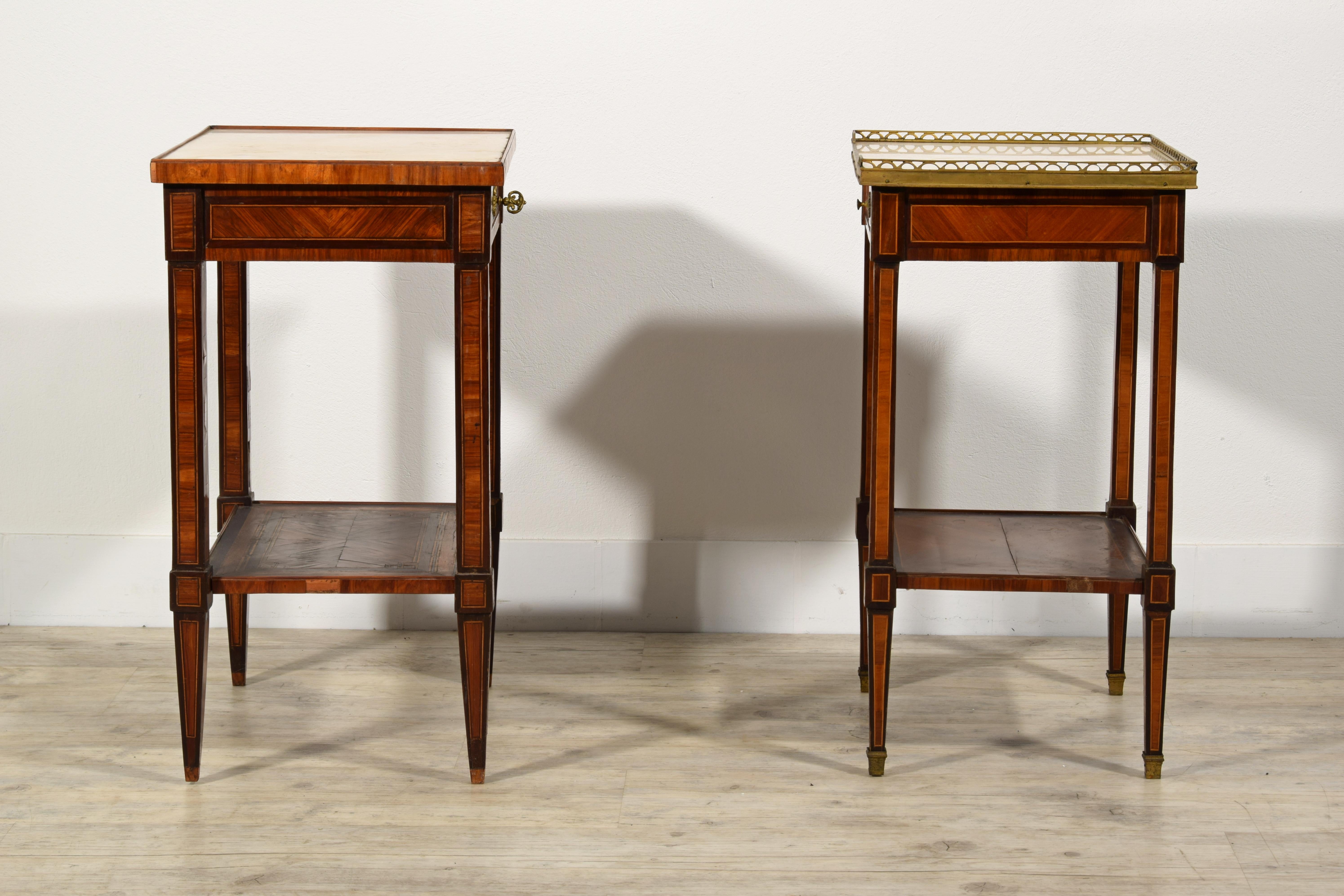 18th Century, Two French Louis XVI Veneered Wood Center Tables or Night Stands For Sale 7