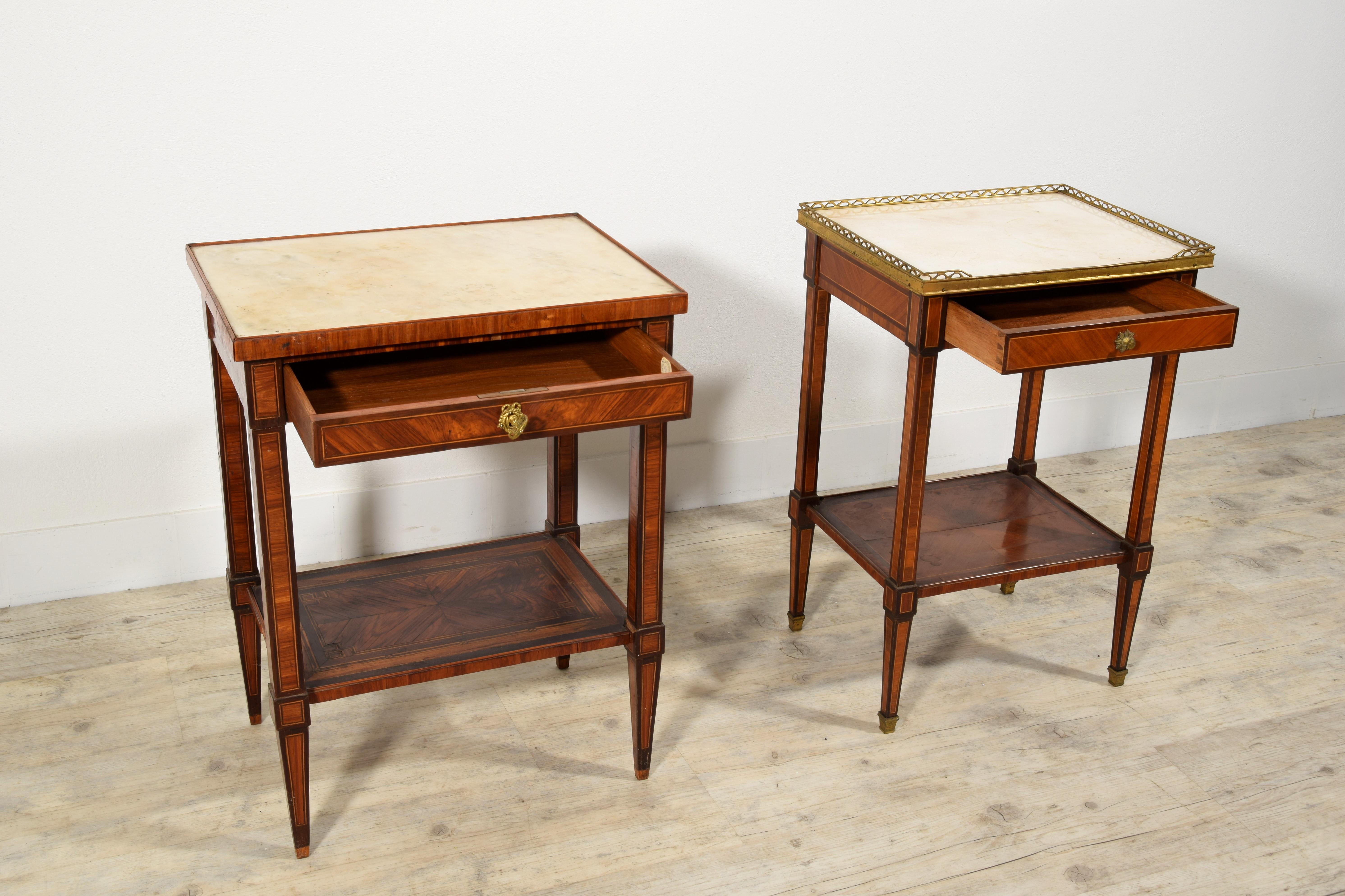 18th Century, Two French Louis XVI Veneered Wood Center Tables or Night Stands For Sale 10