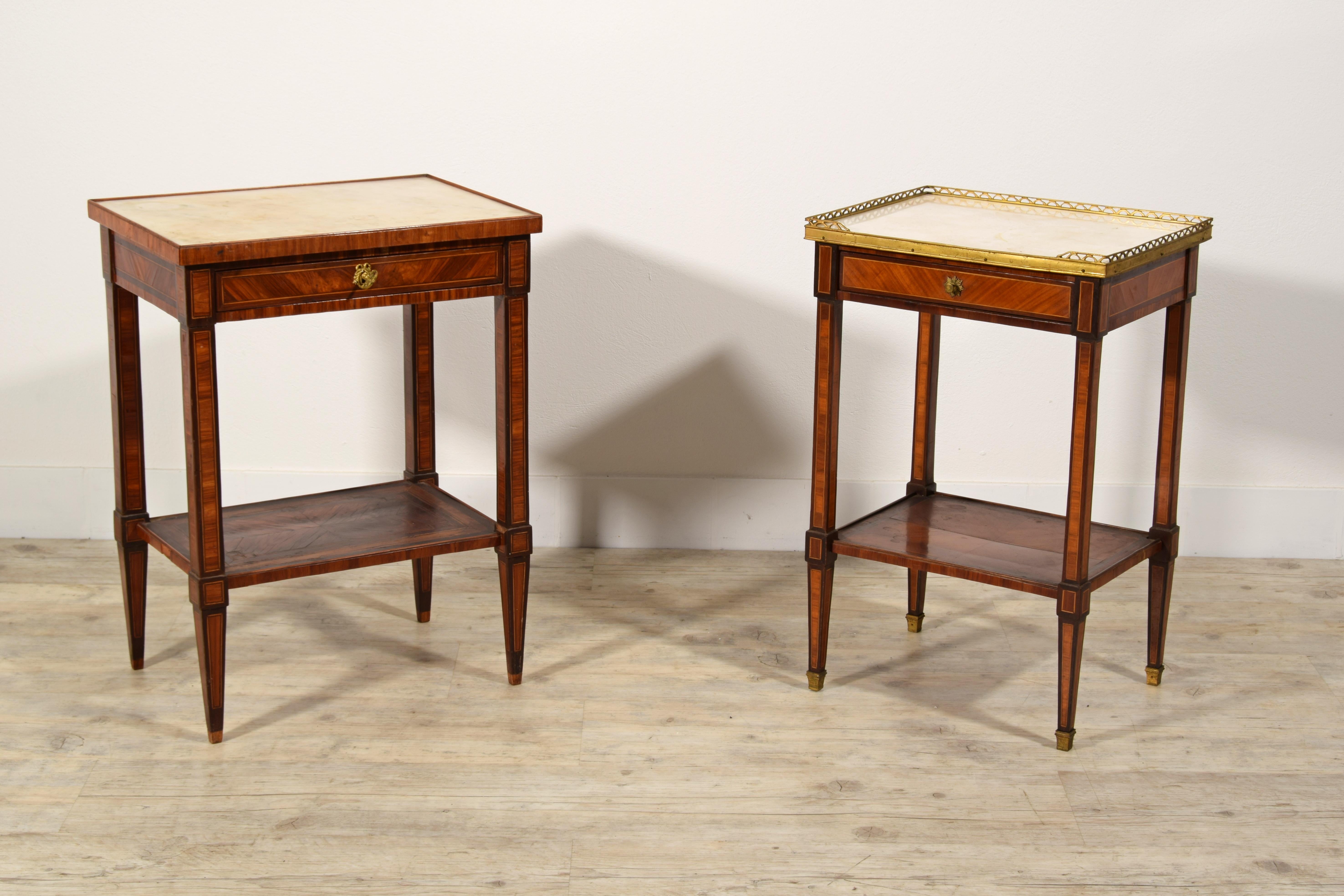 18th Century, Two French Louis XVI Veneered Wood Center Tables or Night Stands For Sale 11