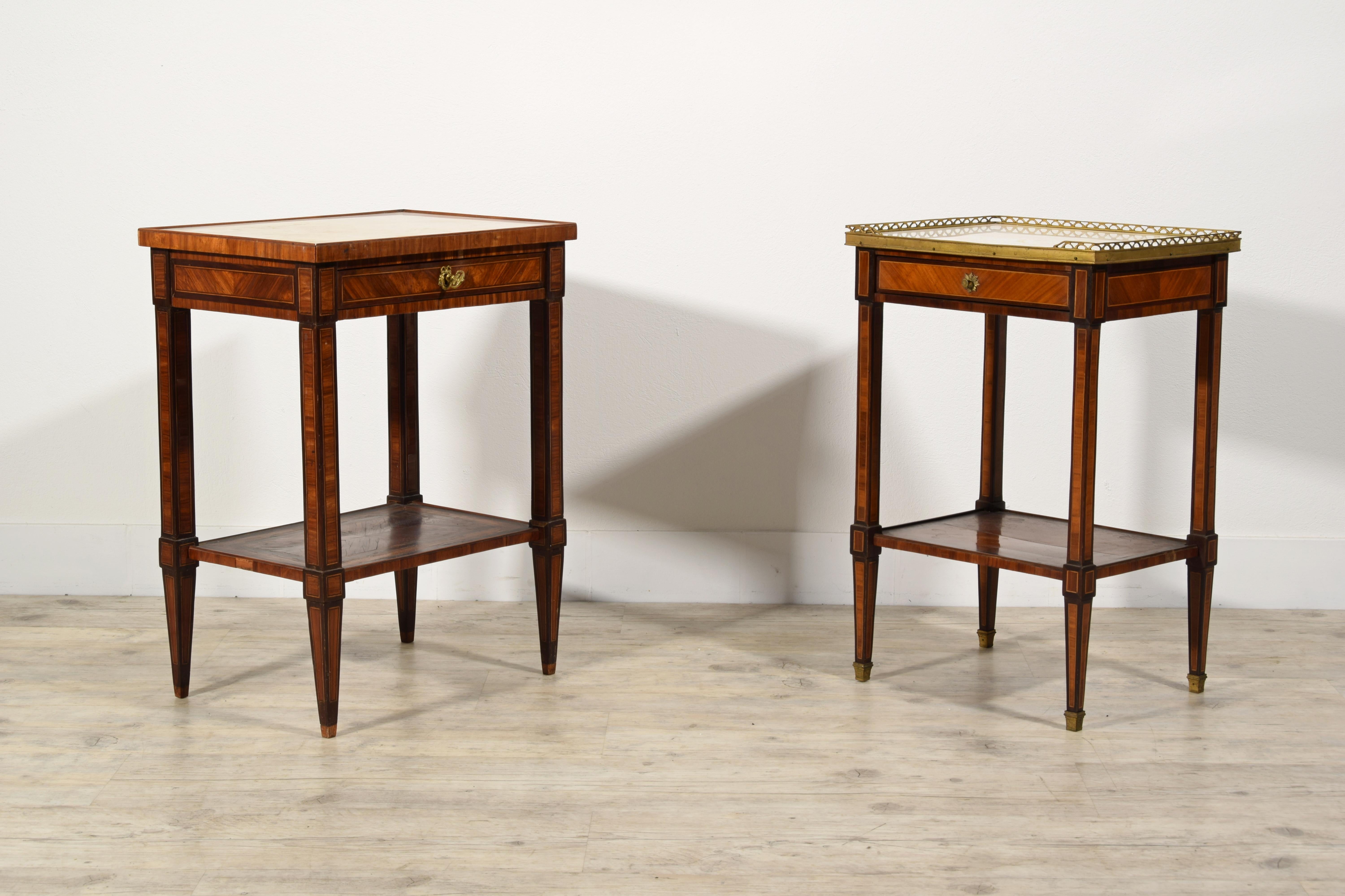 18th Century, Two French Louis XVI Veneered Wood Center Tables or Night Stands For Sale 15