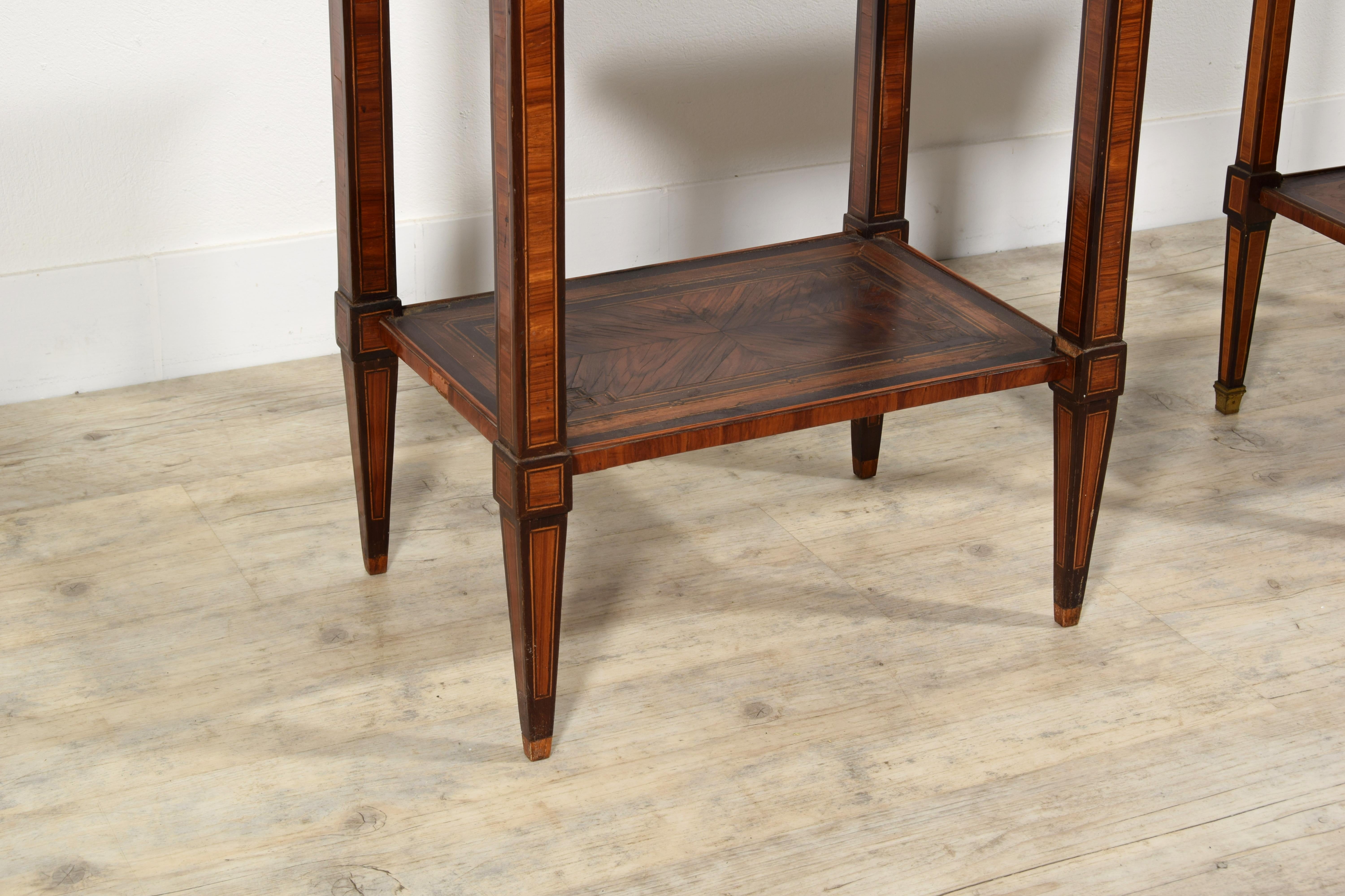 18th Century, Two French Louis XVI Veneered Wood Center Tables or Night Stands For Sale 16
