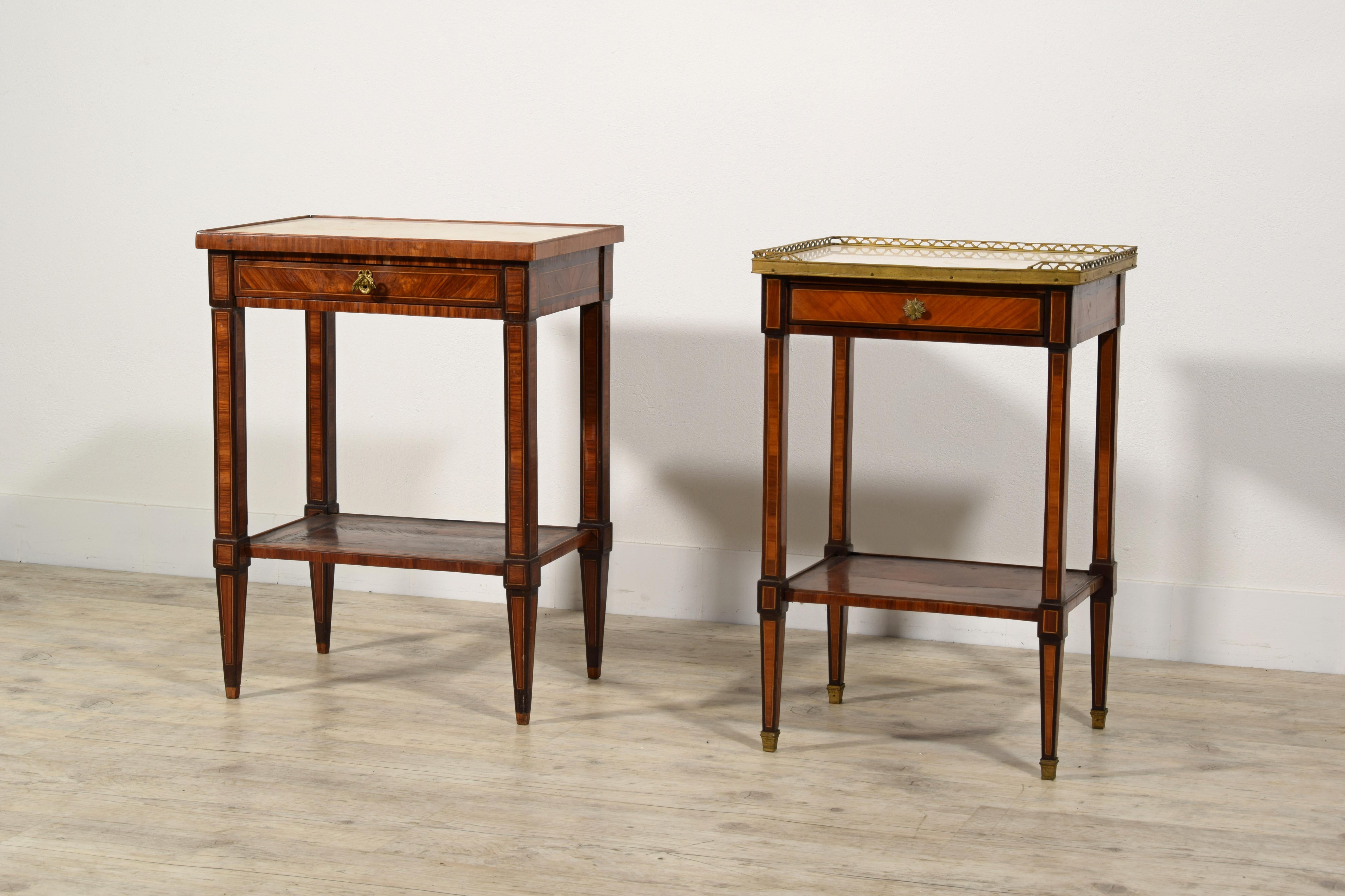 18th Century, Two French Louis XVI Veneered Wood Center Tables or Night Stands For Sale 1