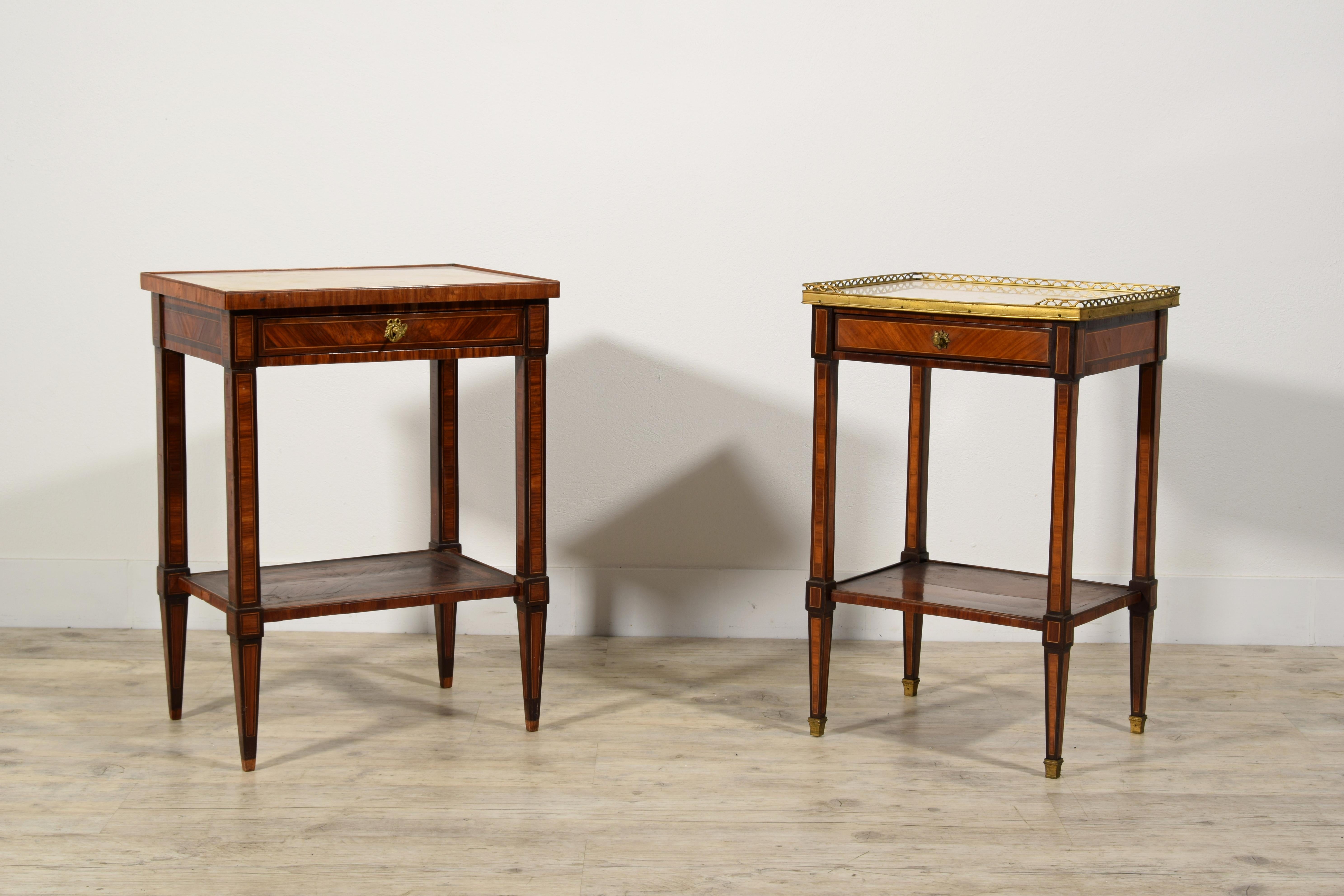 18th Century, Two French Louis XVI Veneered Wood Center Tables or Night Stands For Sale 2